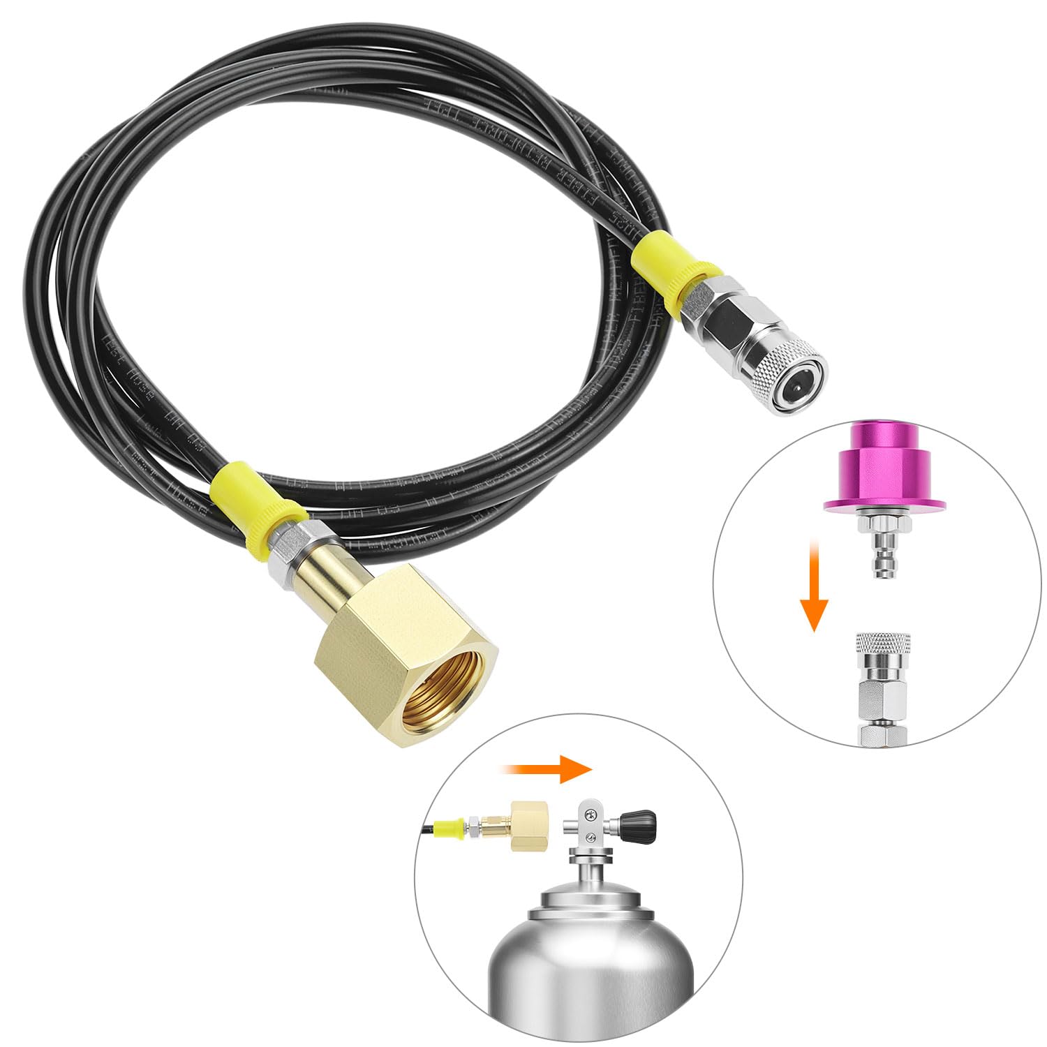 QWORK® Tuyau Haute Pression CO2 1,5 m Adaptateur, Adaptateur raccord Rapide pour cylindres CO2 W21.8-14, Compatible avec SODASTREAM Duo/Terra/Art