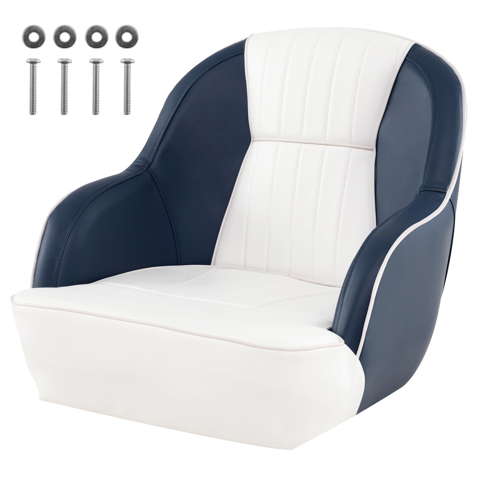 GOPLUS Siège de Bateau, Siège de Pilot avec Dossier, Chaise Pilotage Recouverte Cuir Artificiel et Rembourrée en Mousse, Design Ergonomique, pour Pêche, Yacht, Charge 150KG (Bleu,58x54,5x49 CM)