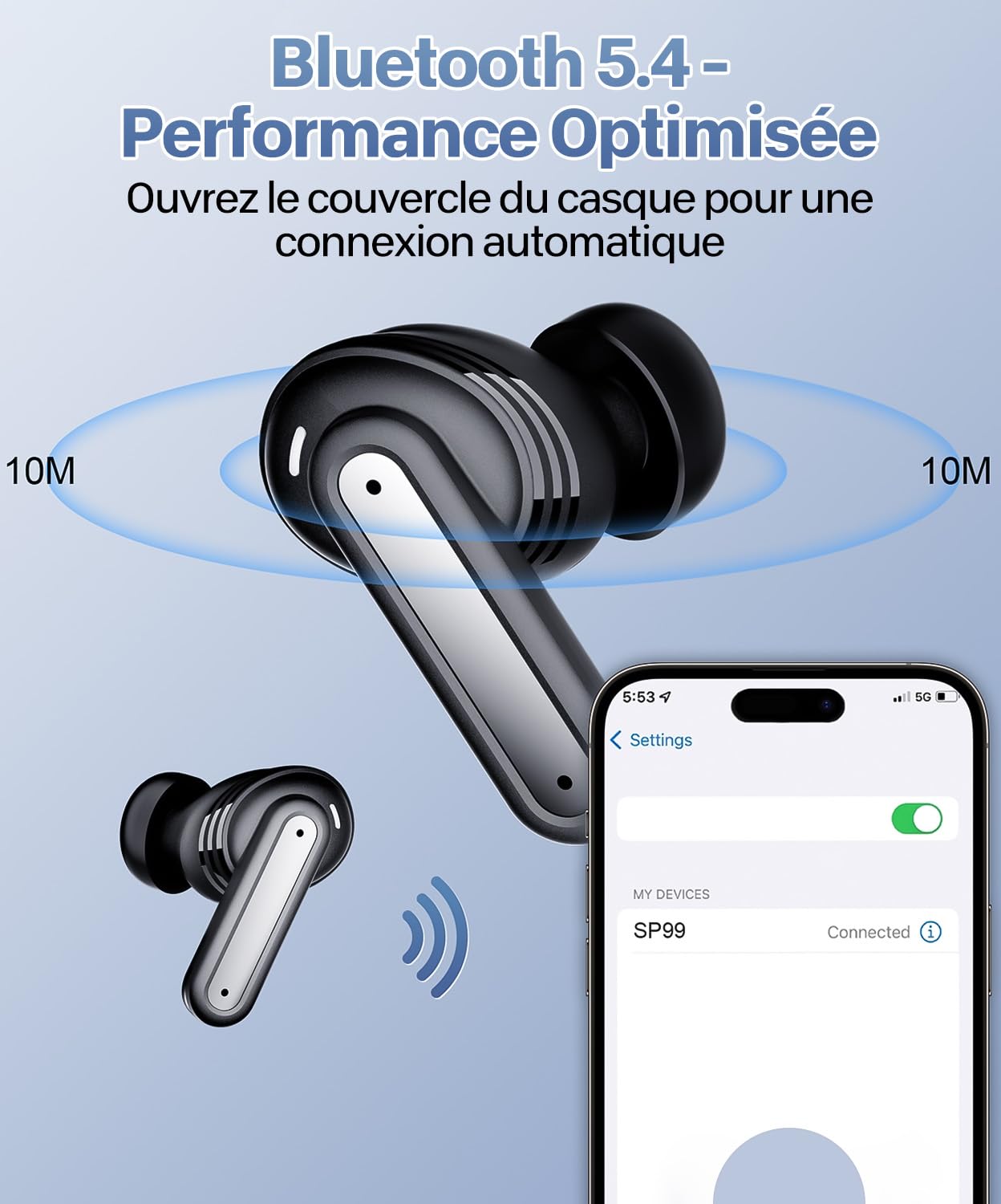 Ecouteur Traducteur AI Instantané -Prise en Charge de 144 Langues & Traduction en Temps Réel,48h Autonomie,Bluetooth 5.4 Ecouteur Traducteur Temps Réel, Parfait pour Voyage, Réunions, Écoles