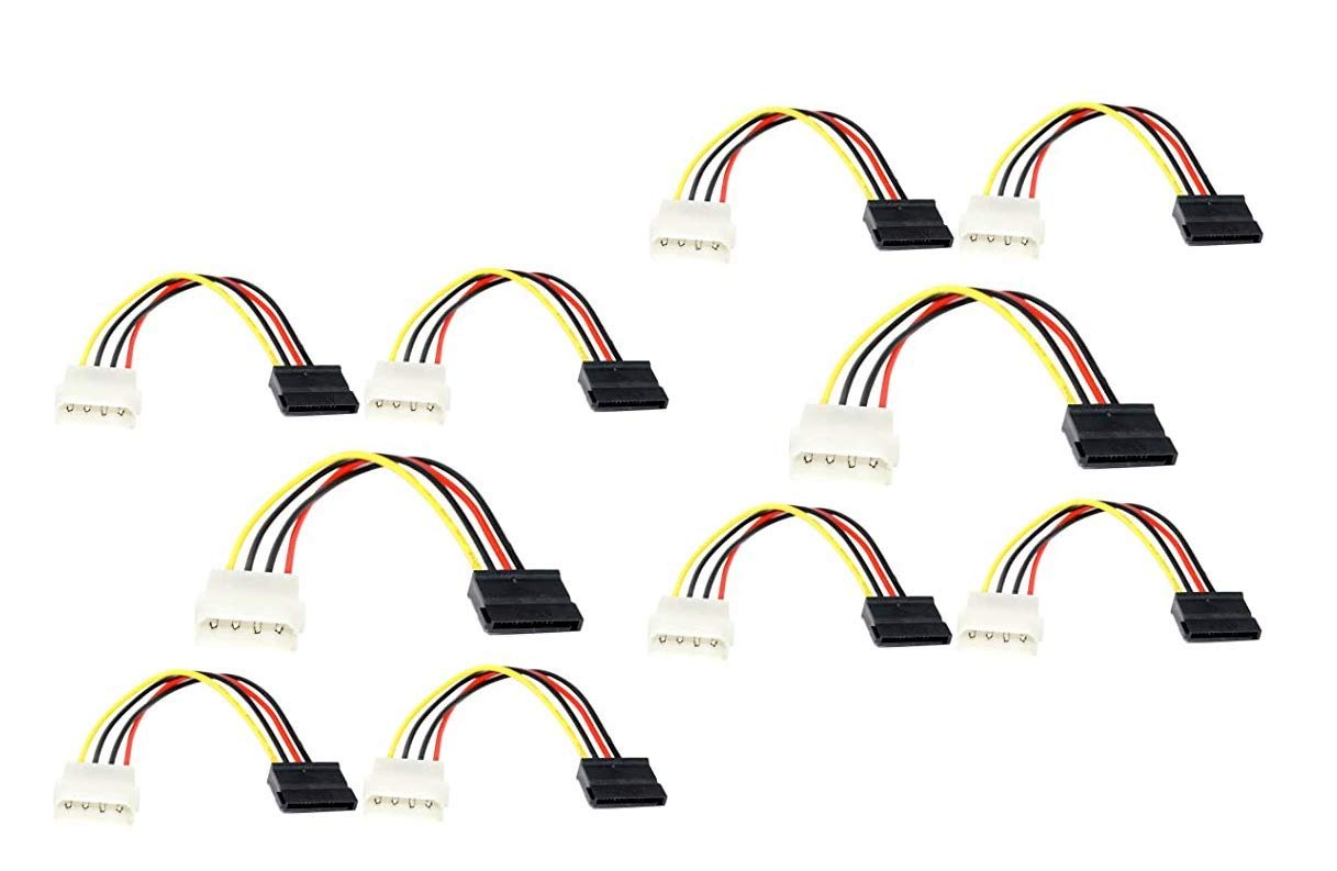 Wizzo (Pack of 10 Pieces 15 cm 4 Pin Molex to SATA Power Cable Adapter for Internal Hard Disk Drive, HDD, SSD & DVD Writer (B08GTM1CVG) Amazon Price History, Amazon Price Tracker