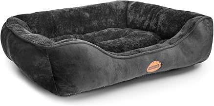 Nobleza Dog Bed, Medium Dogs, Dog Basket, Non-Slip, Super Soft Fibre Filling, Washable Dog Bed for Small and Medium Dogs and Cats, Black, 77 x 67 cm