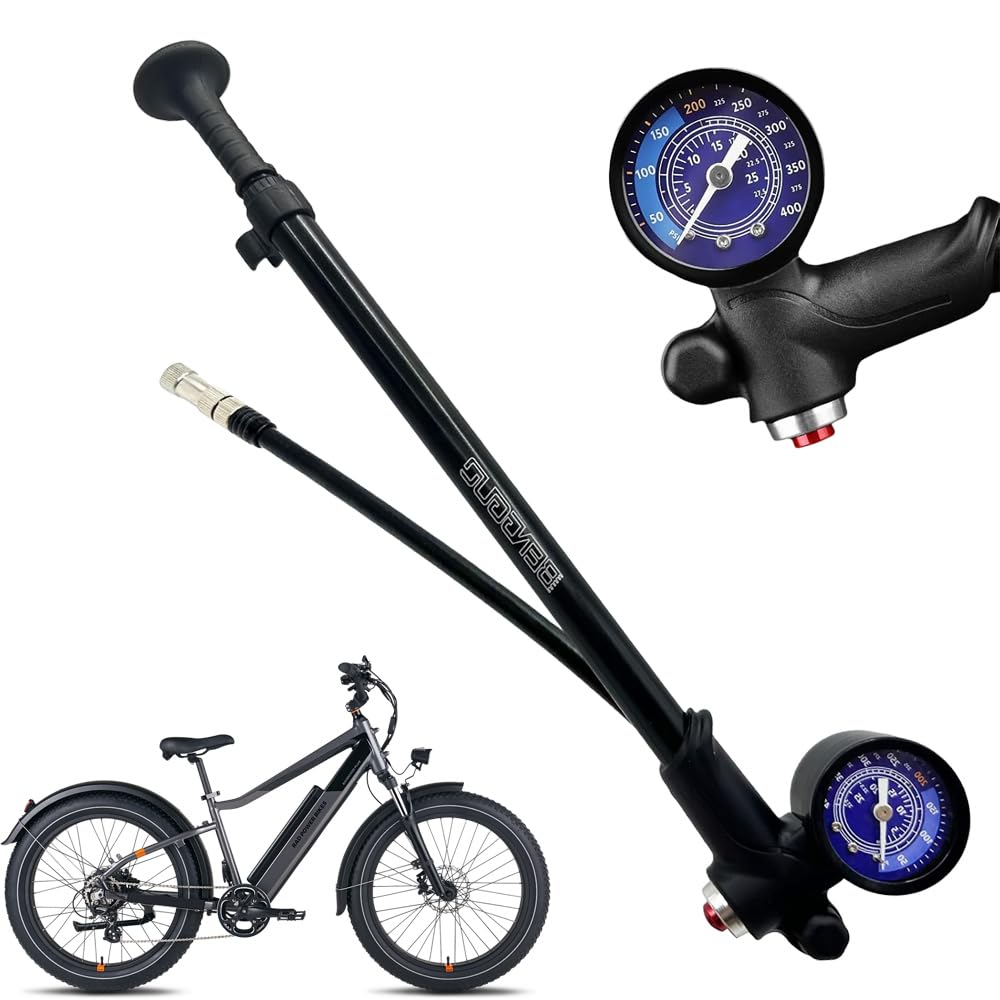 KQWVZ Bike Pump With Pressure Gauge(Max 400 PSI), 3 in 1 High Pressure Shock Pump, Bike Shock Pump With Gauge, Bicycle Fork Pump/Bicycle Tyre Pump for MTB, Portable Bikepump for all Bikes