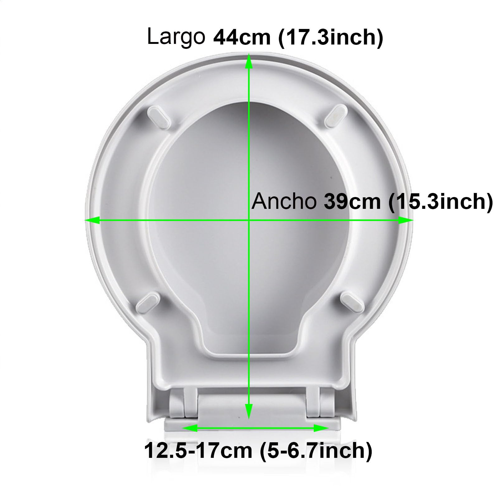 Sedile WC a Forma di O con Chiusura Ammortizzata, Copriwater Universali, Tavoletta WC in PP Materiale Infrangibile, Facile da Montare, Coperchio WC Sgancio Rapido, Bianco, 44x39cm