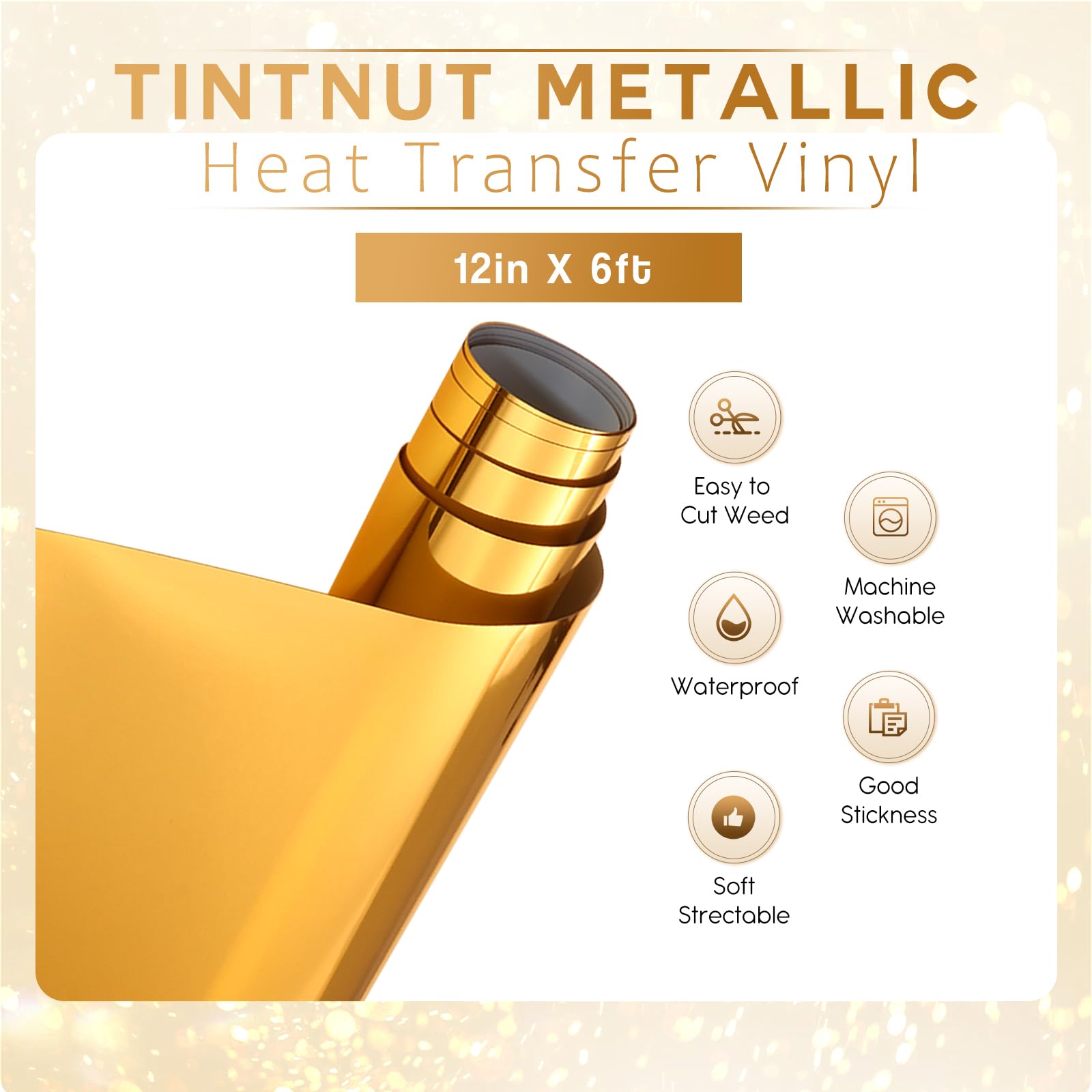 Tintnut HTV Rouleau De Vinyle De Transfert Thermique Holographique Thermocollant Compatible
