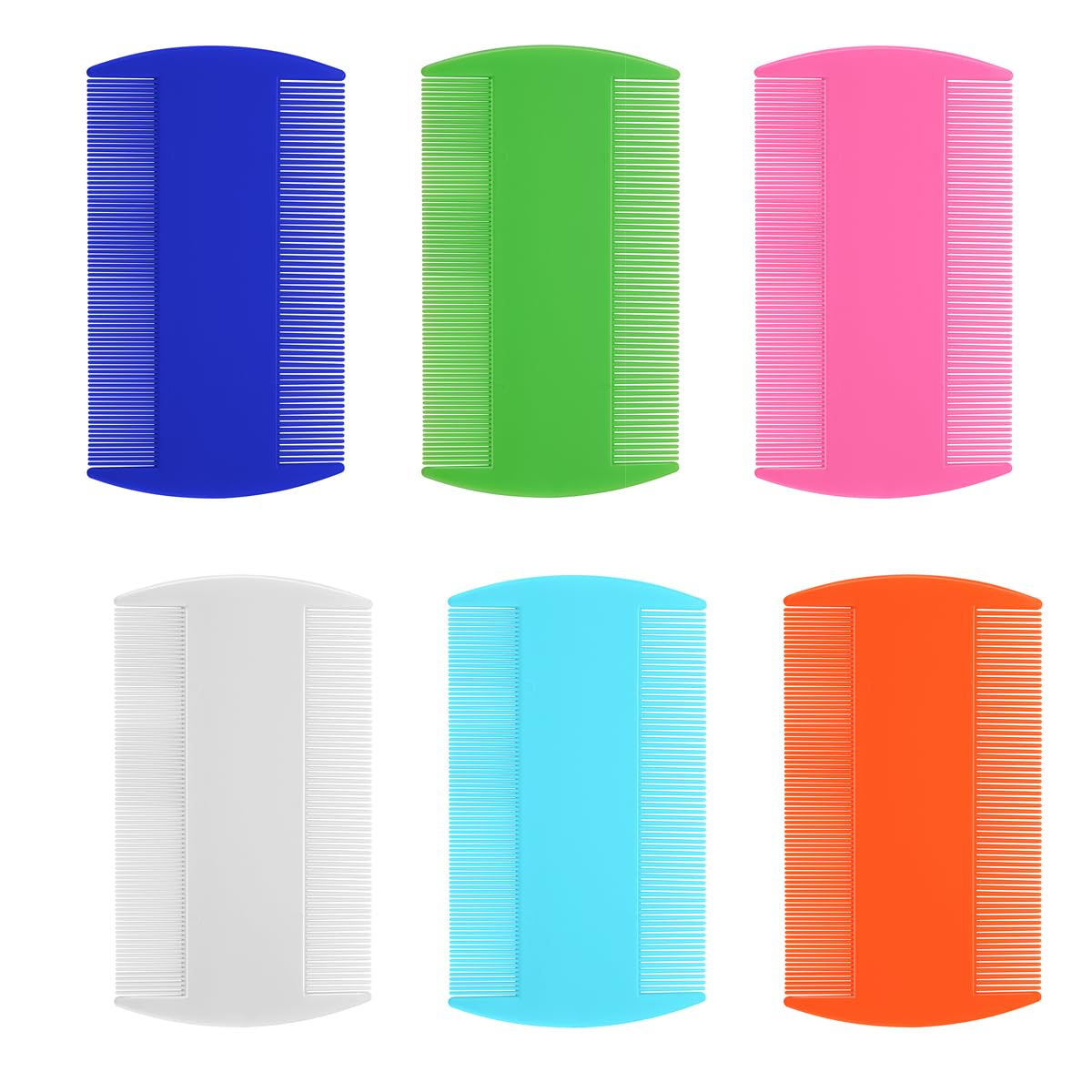 6 Pcs Head Hair Comb, Double Sided Fine Tooth Comb, Flea Lice Comb for Dandruff Removal, for Adults and Children(6 Colors)