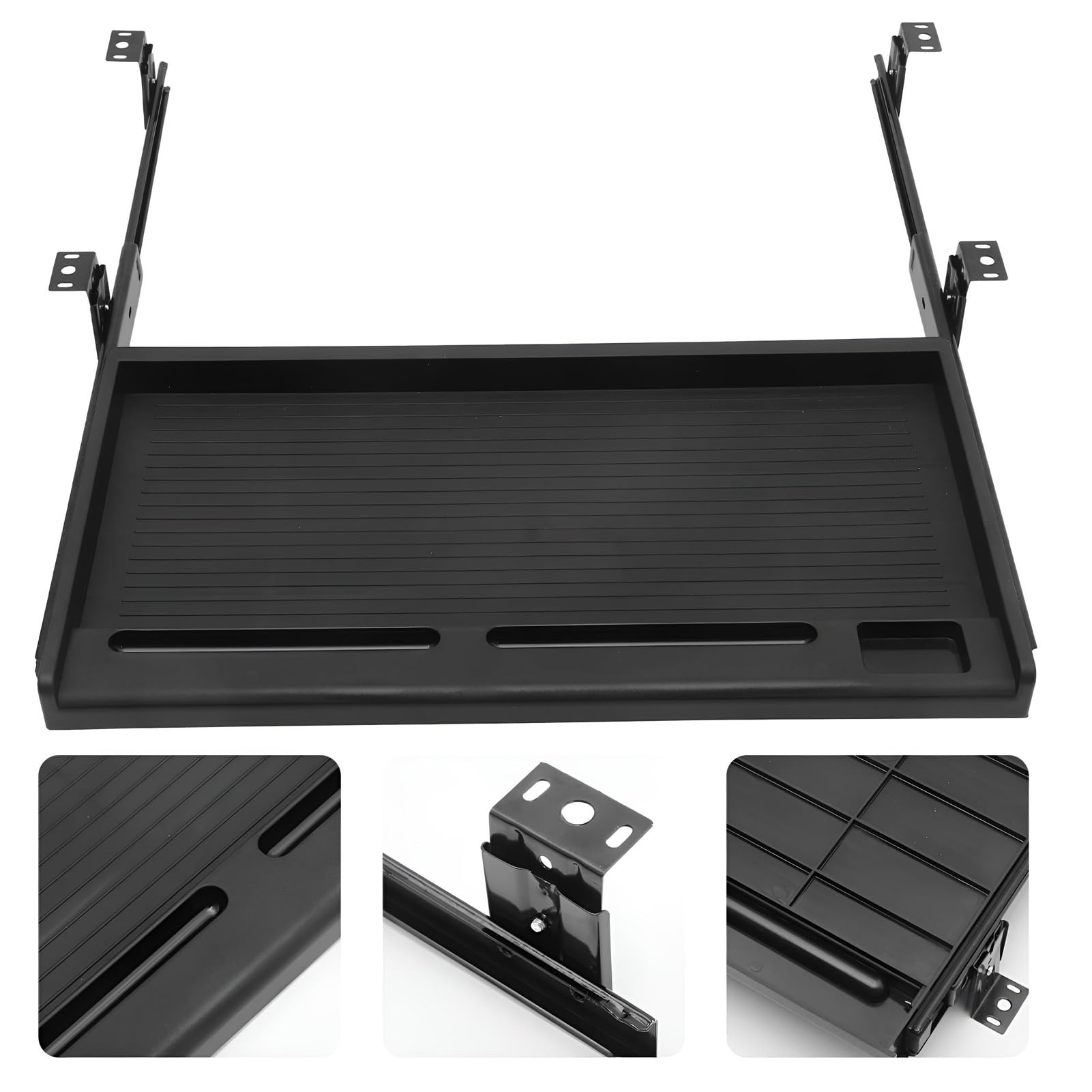 Bandeja para teclado debajo del escritorio de 20.3 x 10.6 pulgadas, estante deslizante para cajón de computadora para el hogar/oficina, fácil instalación de tornillos ocultos, ahorra espacio, diseño