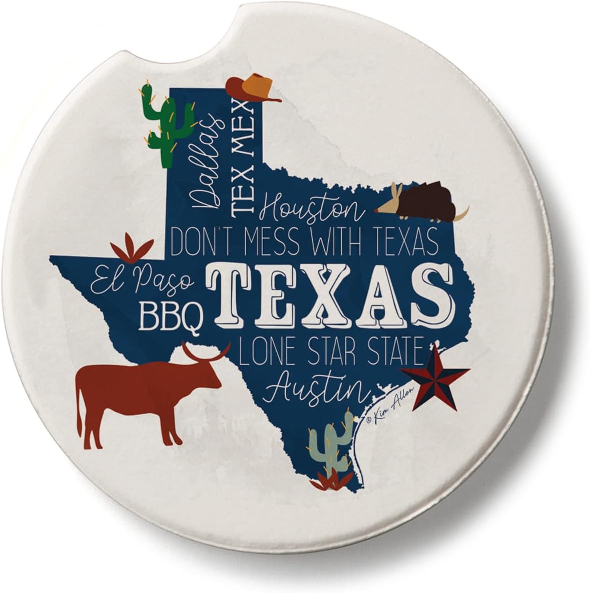 Thirstystone Texas Favorites Single Stone Car Coaster