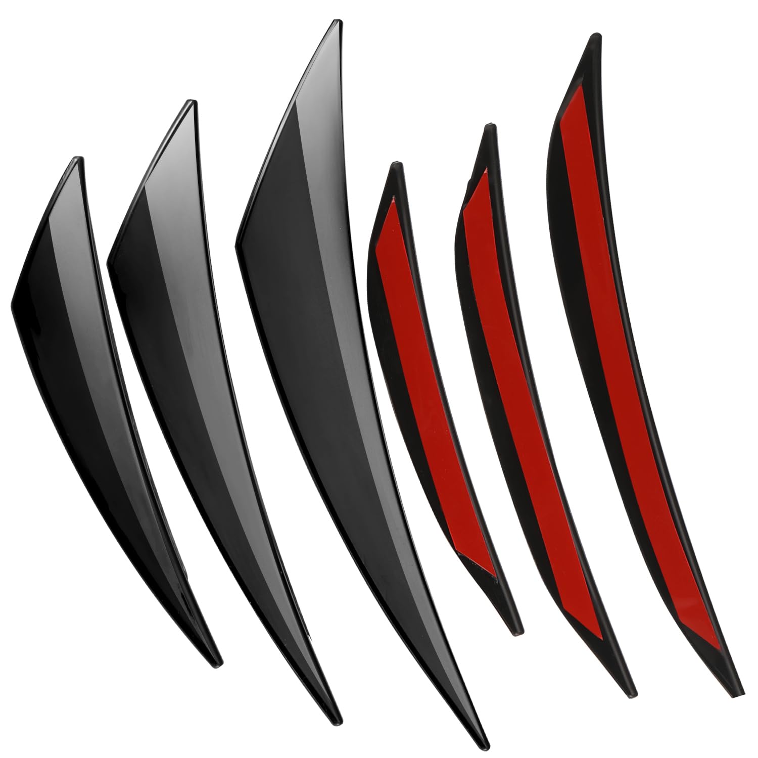 6pcs Car Front Bumper Lip Splitter, Universal Auto Anti-Collision Strip, Decoration Side Canards Splitter Fins Black