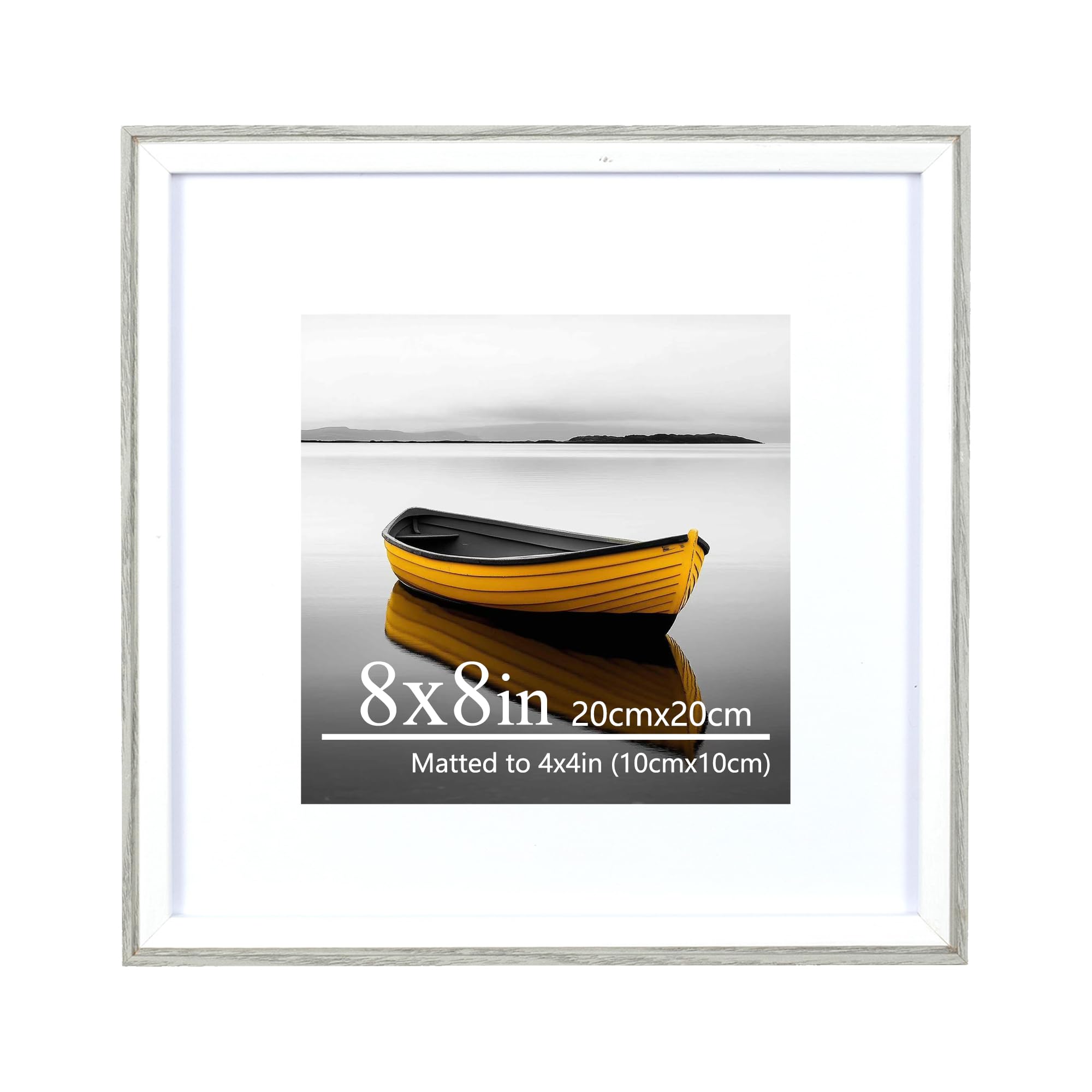 Baoee 8x8 Grey white Two Tone Picture Frame，photo frame with acrylic glass,Poster Frame