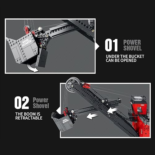 Miniatura 6 de LOADS Technic - Juego de excavadoras eléctricas de juguete de construcción excavadora de control remoto con kit de motor y control de aplicación