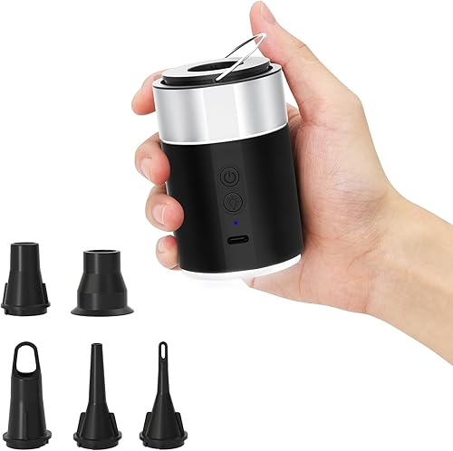 LIBERRWAY Bomba de aire eléctrica para inflables, bomba pequeña recargable, bomba de aire portátil inalámbrica con linterna de campamento, bomba de