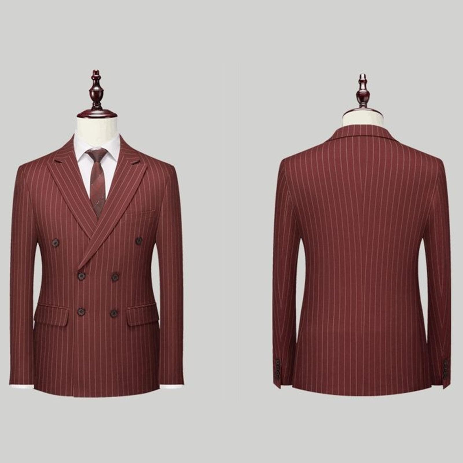 Completo da Uomo Slim Fit, 2 Pezzi, Doppiopetto, gessato, Giacca e Gilet, Pantaloni, per Matrimonio e Ballo di fine Anno