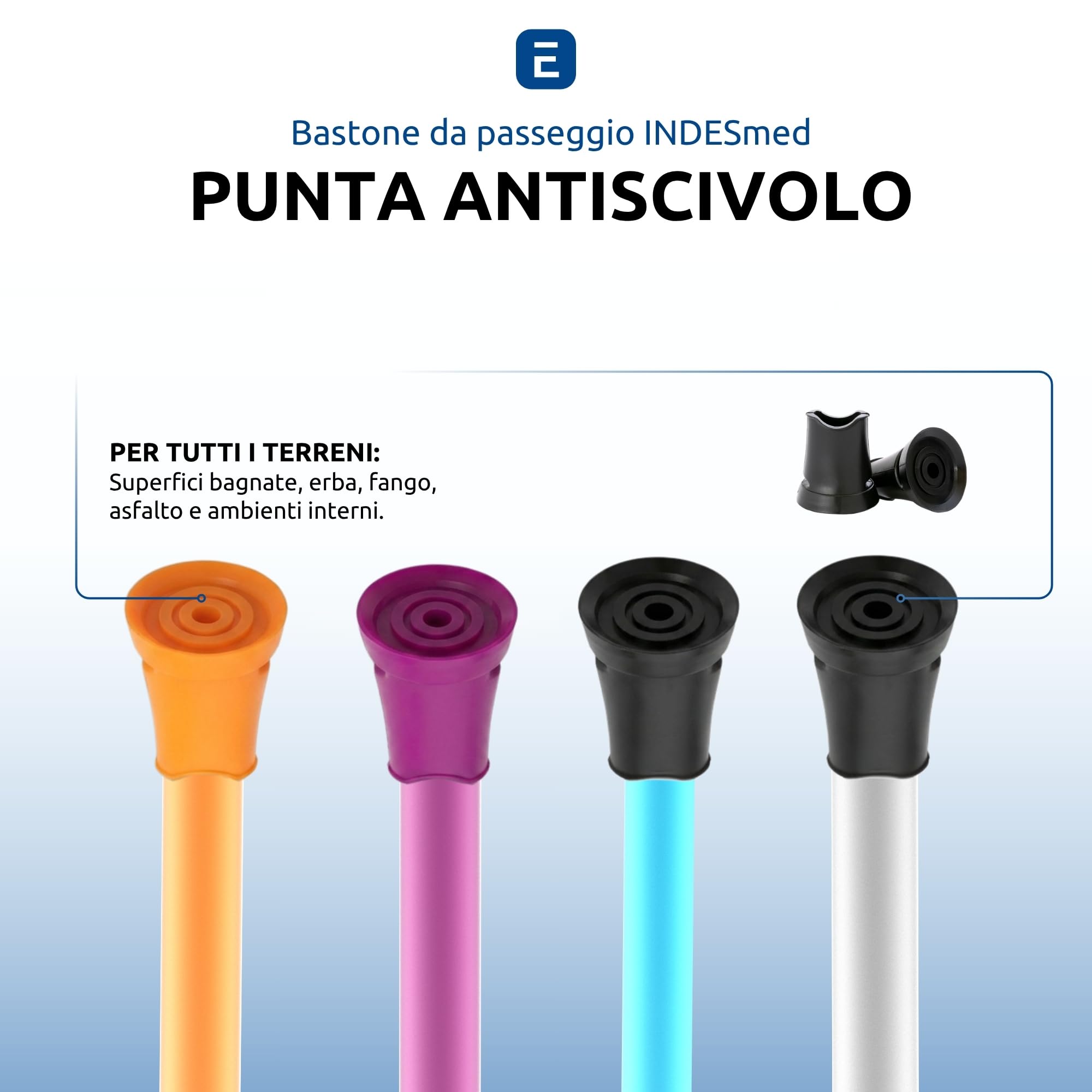 Bastone da Passeggio 100% Alluminio Aerospaziale Ergonomico e Leggero | Impugnatura Ergonomica Antitendinite, Impugnatura Regolabile, Design Elegante, Uomo e Donna, per Anziani | INDESmed