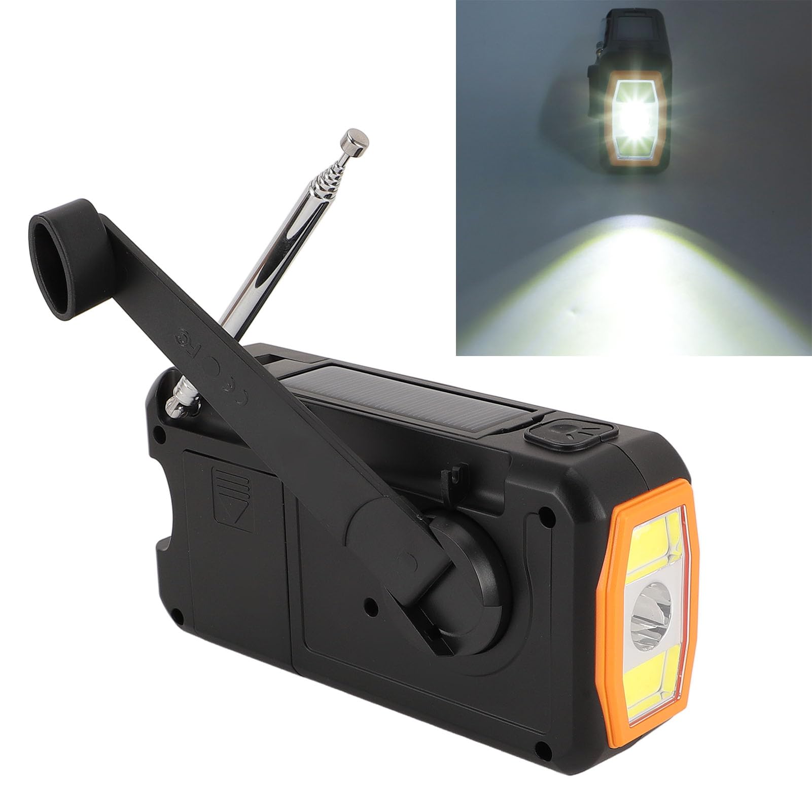 Radio d'urgence à Manivelle Solaire-AM/FM/SW, Alarme SOS, Chargement USB, Haute sensibilité, Lampe de Poche LED pour Camping en Plein Air