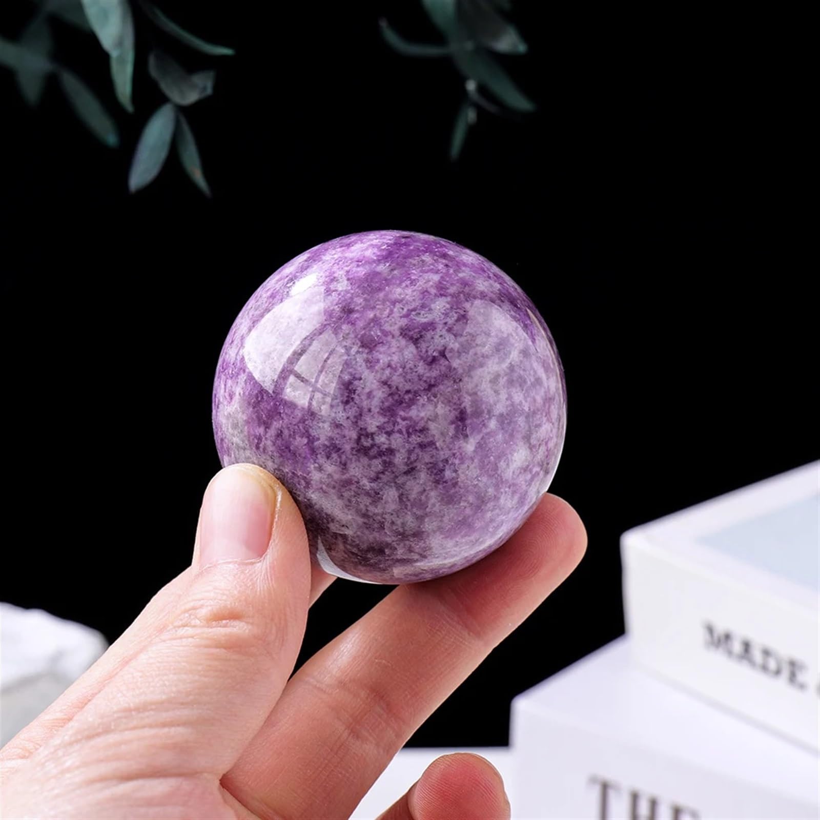1PC Lepidolite Crystal Ball Purple Quartz Sphere Collection FengShui Home Decor Ornaments