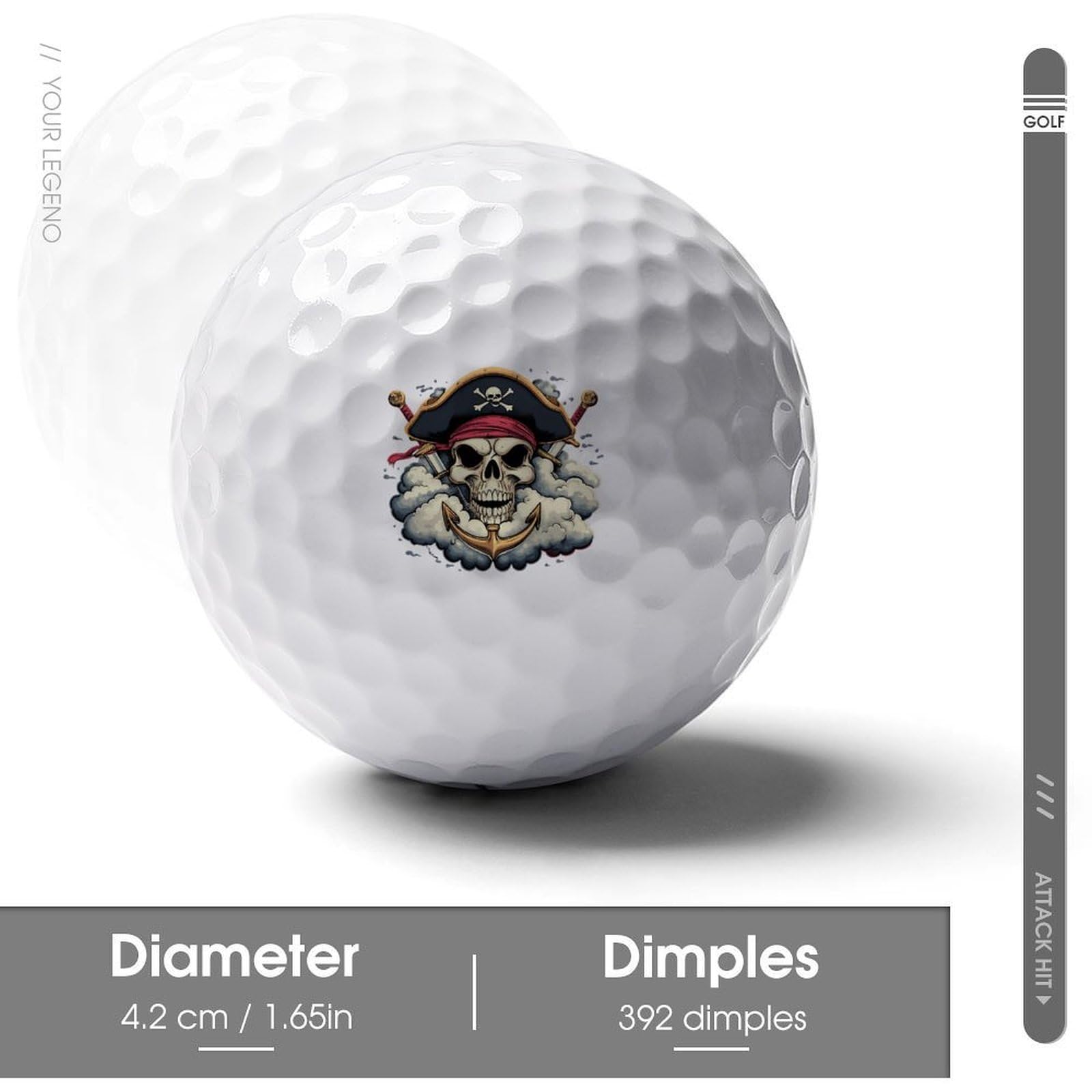 Skull Anchors Sword Logo Golf Balls Personalized Ball Custom for Men Women Boyfriend Husband