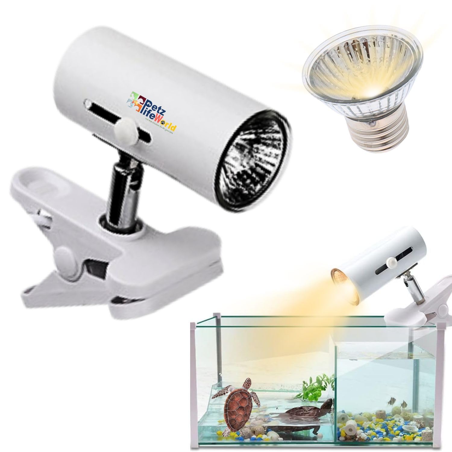 VAYINATO® 50W Short Head 360 Degree Adjustable Clip On UVA UVB Turtle Heat Lamp Basking Light for Reptiles,Birds, Indoor Succulant Plants and Terrarium (White, Holder with Bulb) by Petzlifeworld (B0CMDKCN6L) Amazon Price History, Amazon Price Tracker