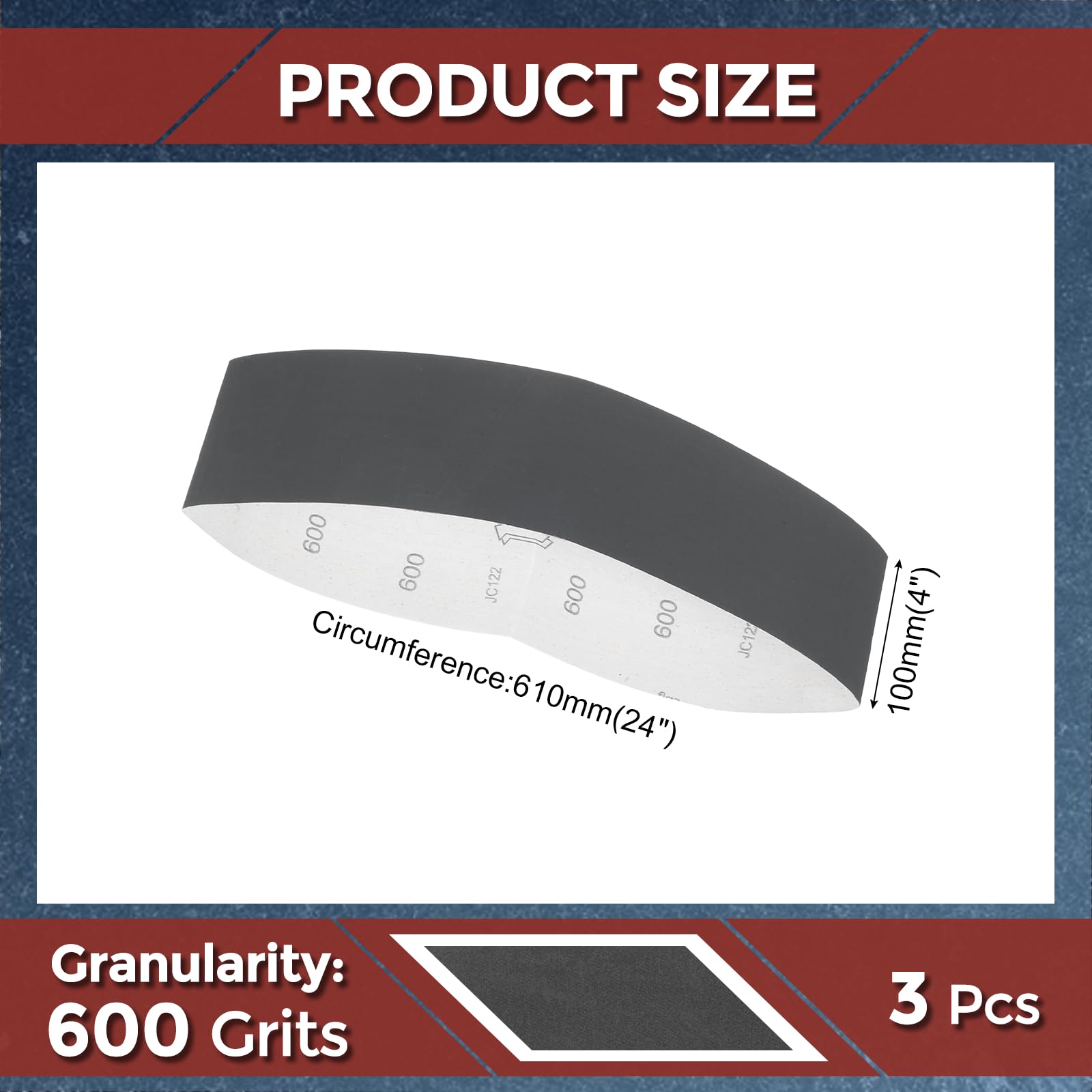 Kozelo 3 Pack Sanding Belts 100mm x 610mm 600 Grit Silicon Carbide Abrasive Belt Sander Paper for Belt Sander Metal Grinding Wood Working Weld Rust Removal - Image 2