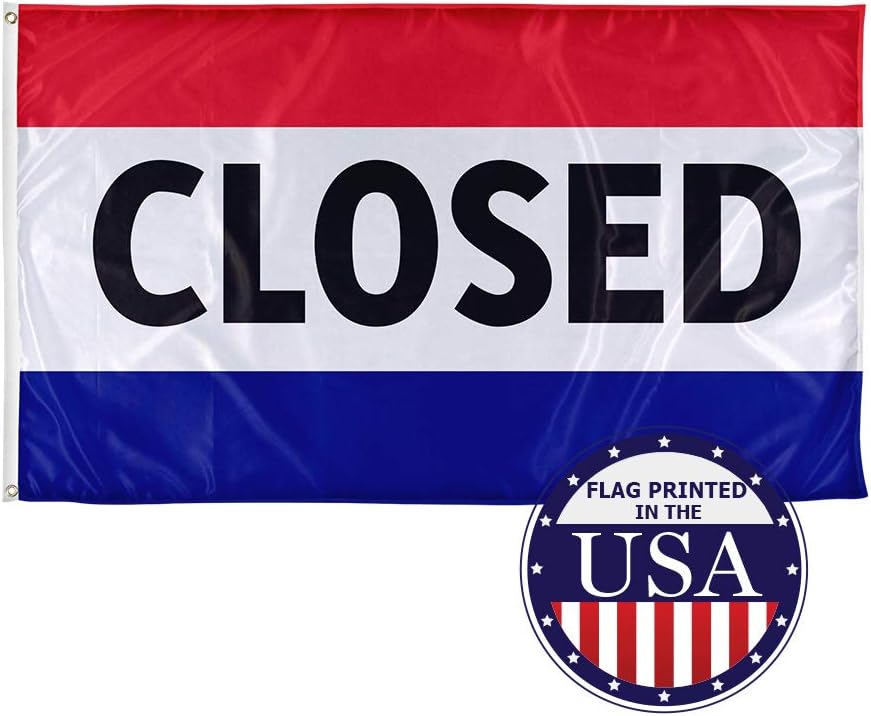 Vispronet 3ft x 5ft Closed Flag - Knitted Polyester with Canvas Header and 2 Metal Grommets - Single-Sided Print with 100% Visibility on Both Sides - Printed in the USA