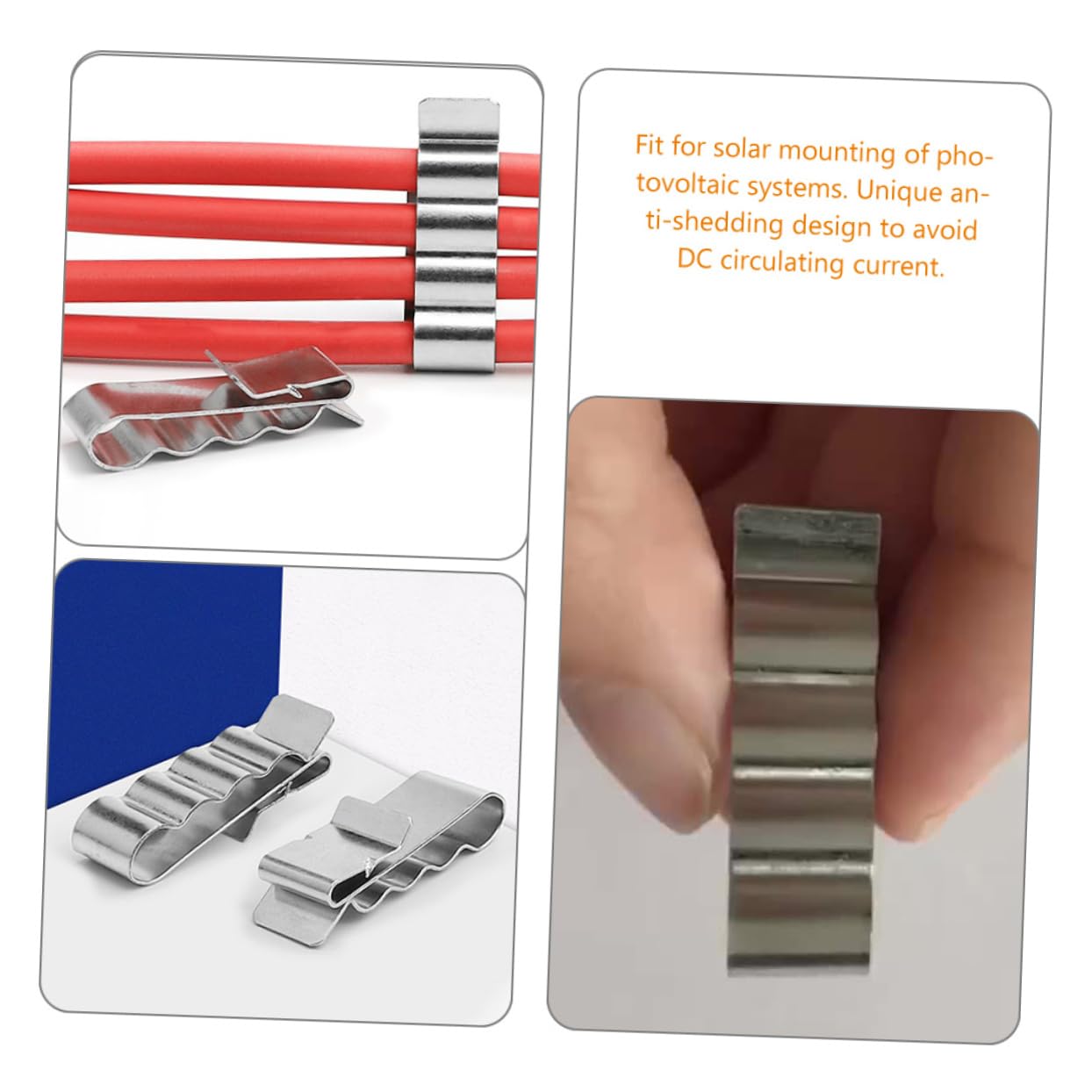 NAMOARLY 60 Pcs Photovoltaic Clamp Frame Wire Clips Trailer Frame Cable Clips Trailer Wiring Clips Pv Module Wire Management Cable Clamp Solar Panel Cable Clips Silver Stainless Steel