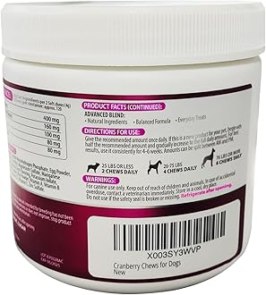 Dog UTI Treatment - Cranberry Supplement & Bladder Control for Dogs - Urinary Tract Infection Incontinence Pill, Bladder Stones - UTI Medicine Treats - 120 Soft Chews for Kidney Support with Fish Oil