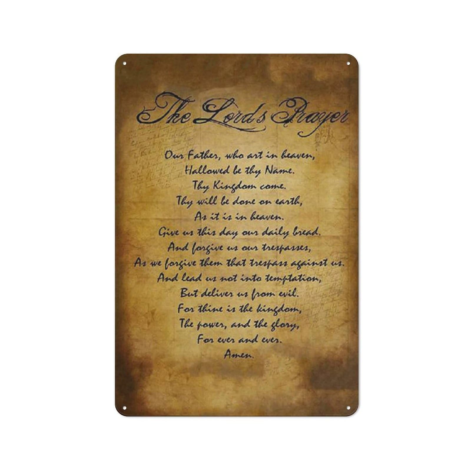 ACDOET Rustic Metal Tin Sign The Lord'S Prayer Matthew 6 9 13 Brown Print Christian Farmhouse Wall Art for Home Garden Living Room,Bedroom,Porch Retro Wall Decor 8x12 Inch