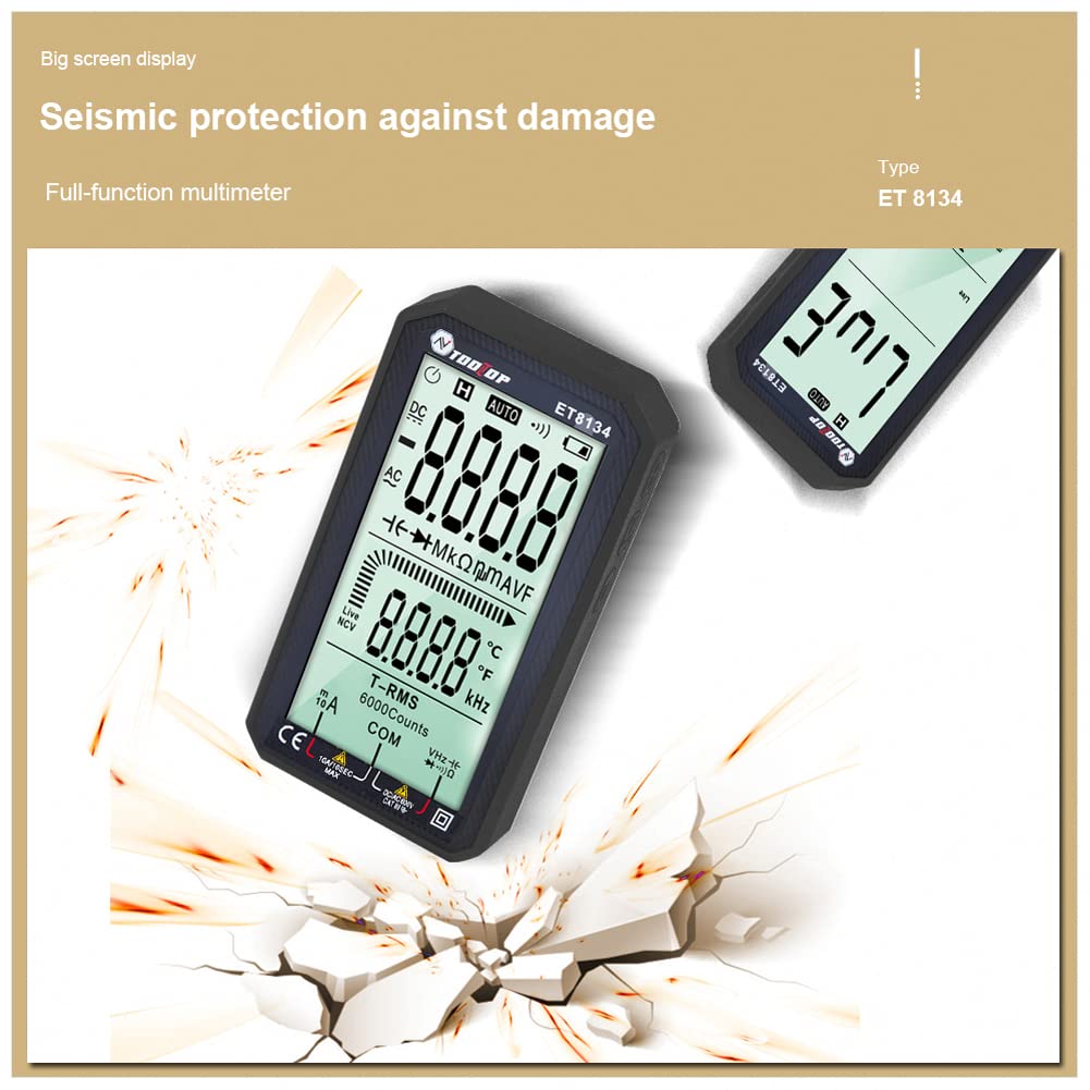 HUIOP Portable 4.7 Inch LCD Screen,ET8134 Portable 4.7 Inch LCD Screen Multimeter Direct Current Voltage Current AC Voltage Current Measurement Capacitance Resistance Measuring Multifunction Multimete