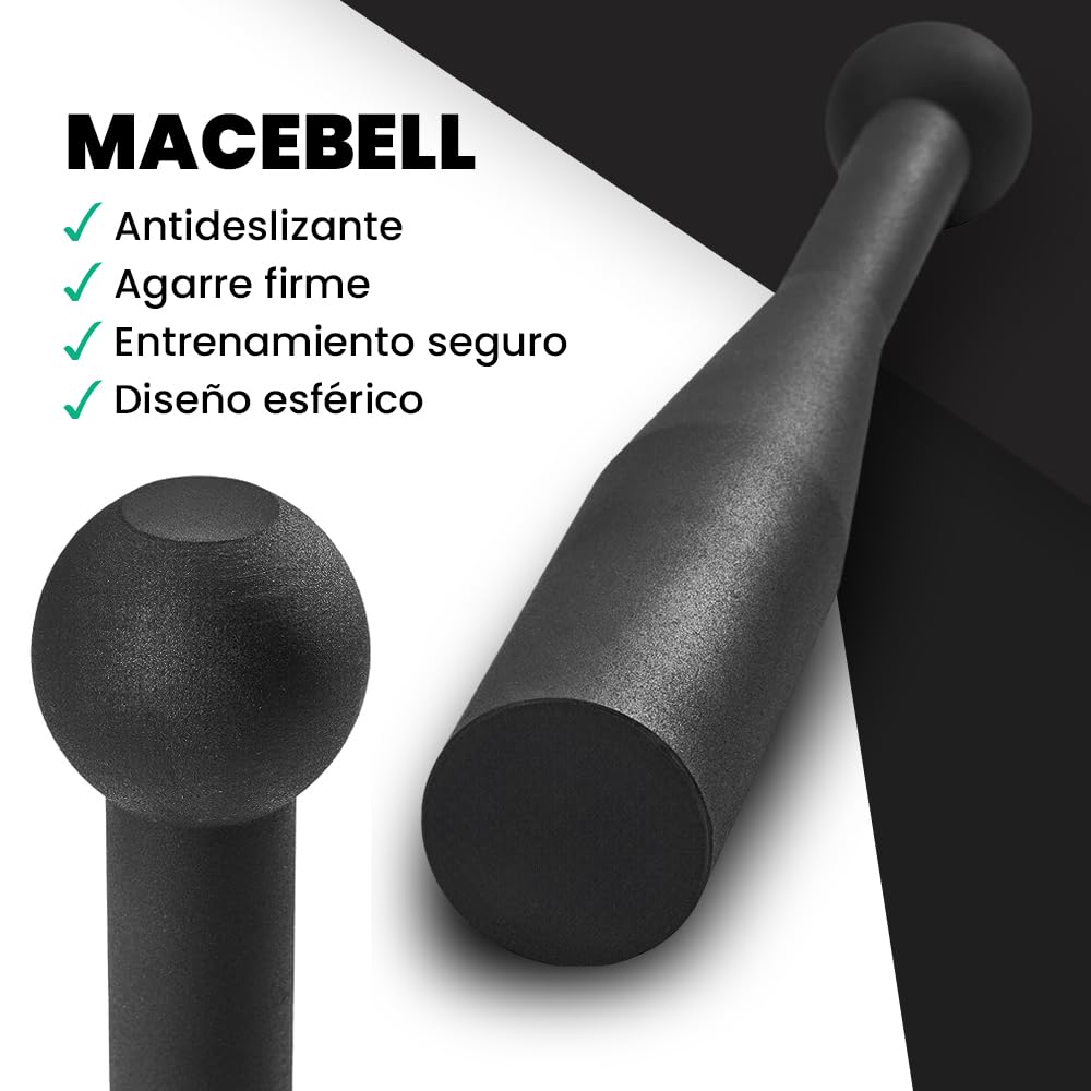 ManiBoom Mace Bell de Hierro Fundido - Maza Entrenamiento de FUERZA - Clubbell 4kg 6kg 8kg 10kg 12kg - Macebell para CrossFit, Fitness Pesas