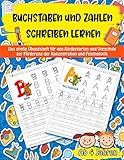  Buchstaben Und Zahlen Schreiben Lernen Ab 4 Jahren: Spielend einfach Zahlen und Buchstaben lernen plus Schwungübungen Vorschule Übungshefte ab 4 Jahre ,Mein Jumbo Vorschulblock