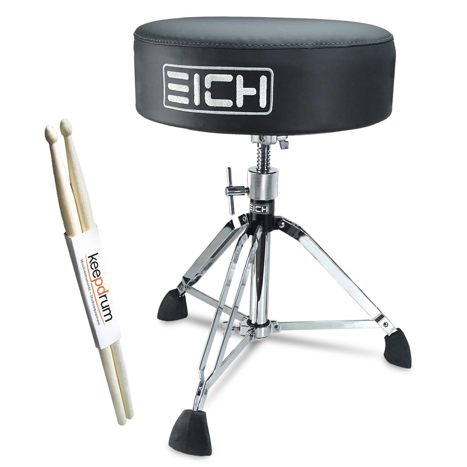 Eich DBC400R-VEL stołek subwoofera skóra Extra Low z pałeczkami perkusyjnymi keepdrum
