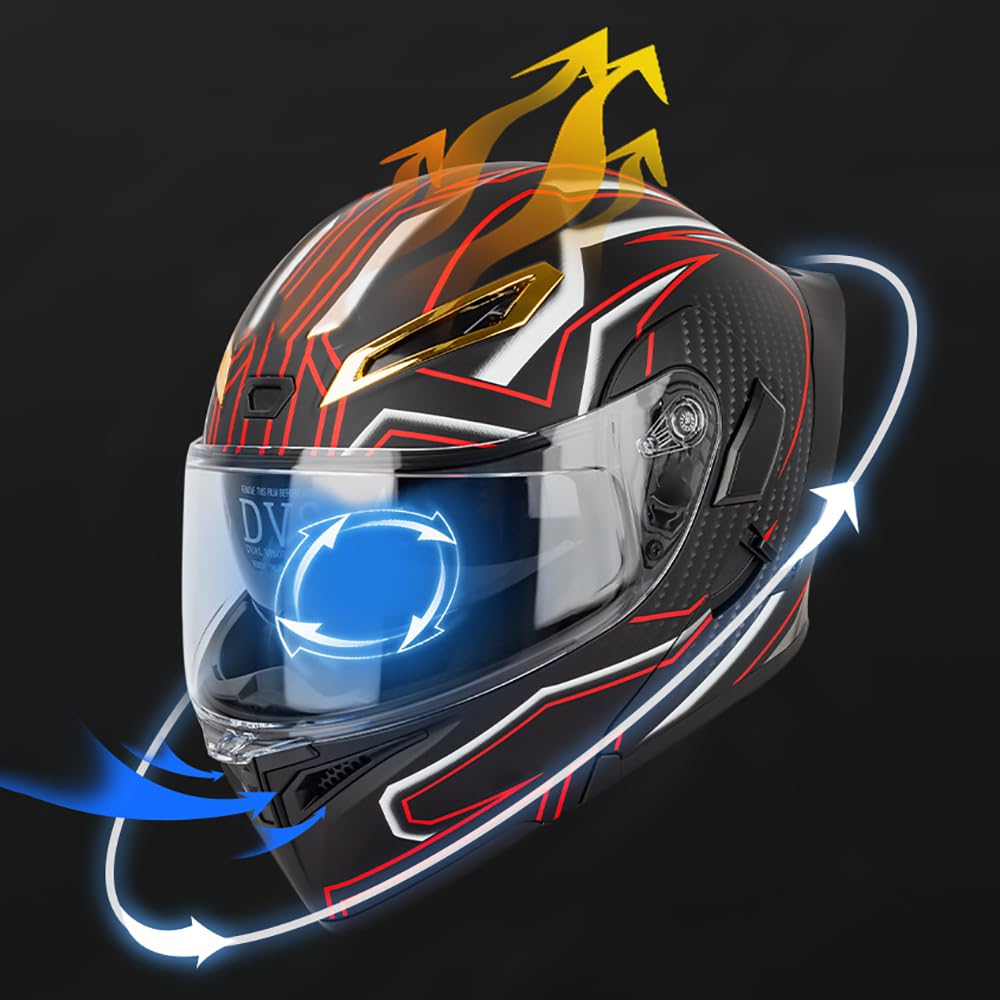 Casco Moto Modulare Apribile Integrato Bluetooth Slot Integrale Flip Up Doppia Visiera Caschi Motocross Modulari Street Bike Omologato DOT ECE per Uomo Donne Casco Modulare Scooter