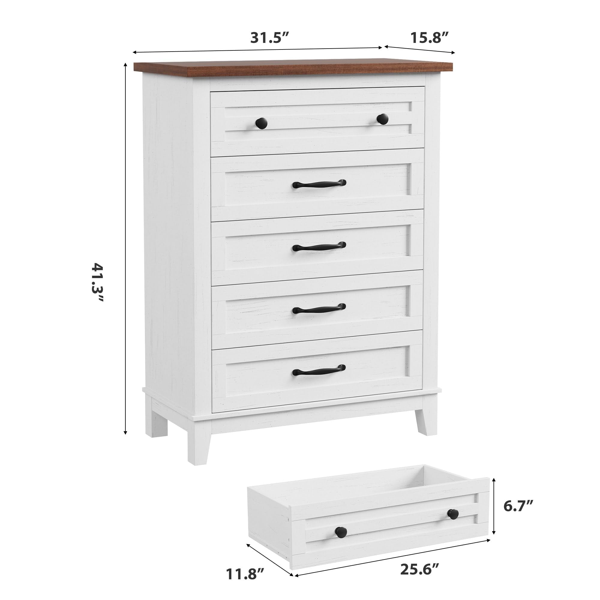 GarveeLife Cómoda 5 Gaveteros Almacenaje Ropa MDF con Sistema Antivuelco