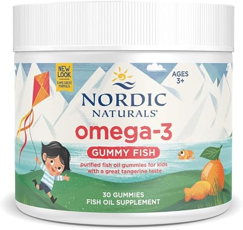 Nordic Naturals Nordic Omega-3 Gummy Fish Mandarina 30 Gummy Fish - 124 mg Total Omega-3 con EPA y DHA - Sin OMG - 30 porciones