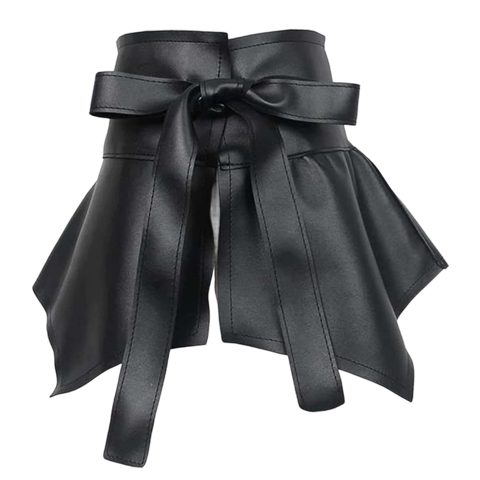 Support de taille décoratif en simili cuir à volants asymétriques - 7