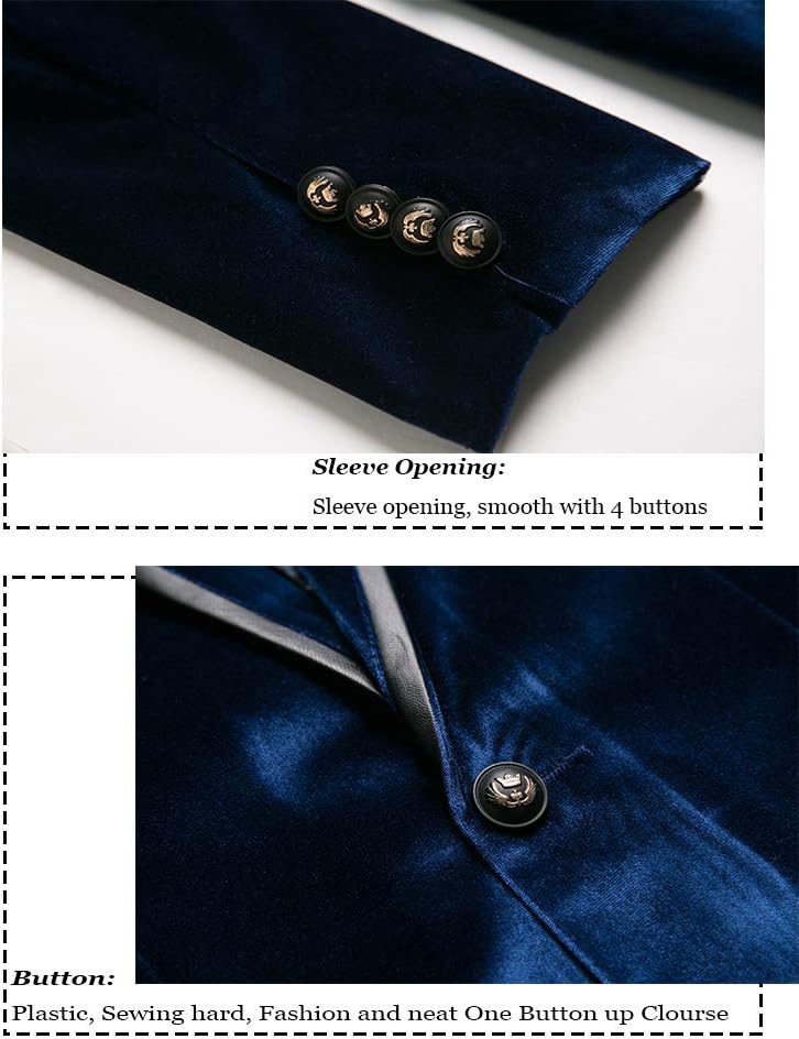 THWEI Mens Velvet Blazer Sport Coat Tuxedo Jacket for Prom Wedding Party Dinner - Image 4