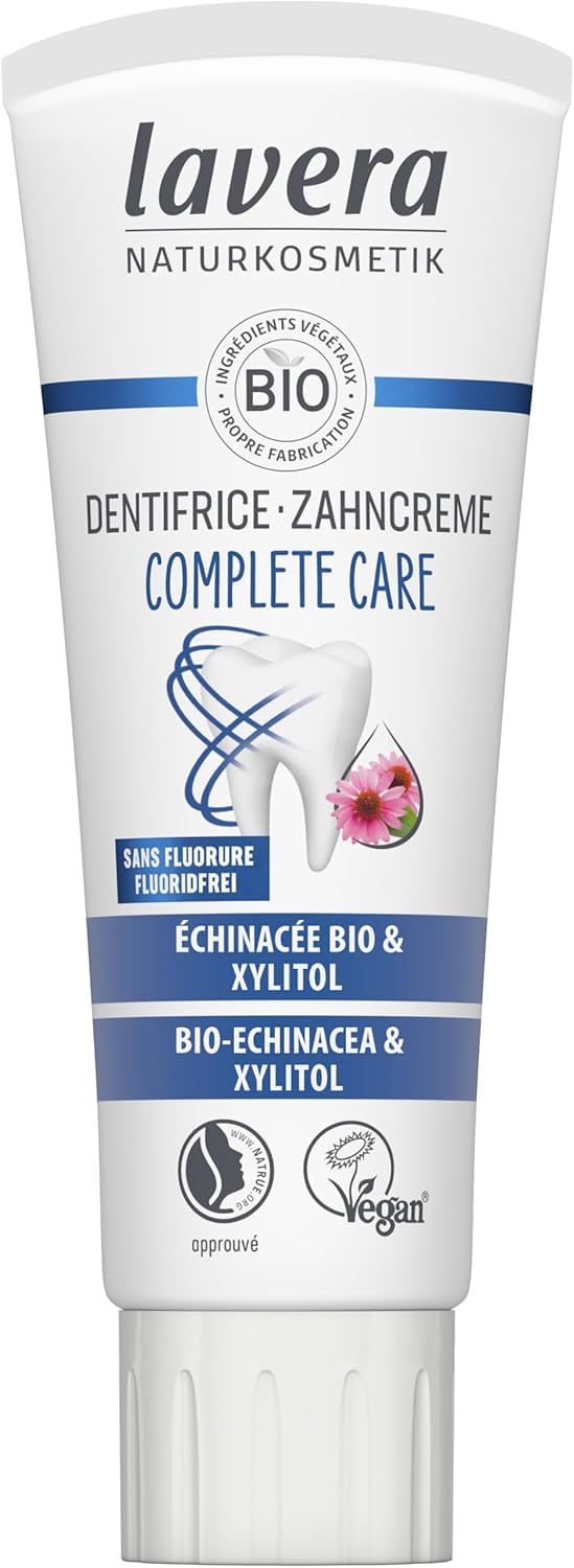 lavera Complete Care Zahnpasta OHNE FLUORURE - 5 mal mehr Schutz - Bio-Pflanzenwirkstoffe - Echinacea Bio & Calcium - Vegan - Naturkosmetik - 75 ml