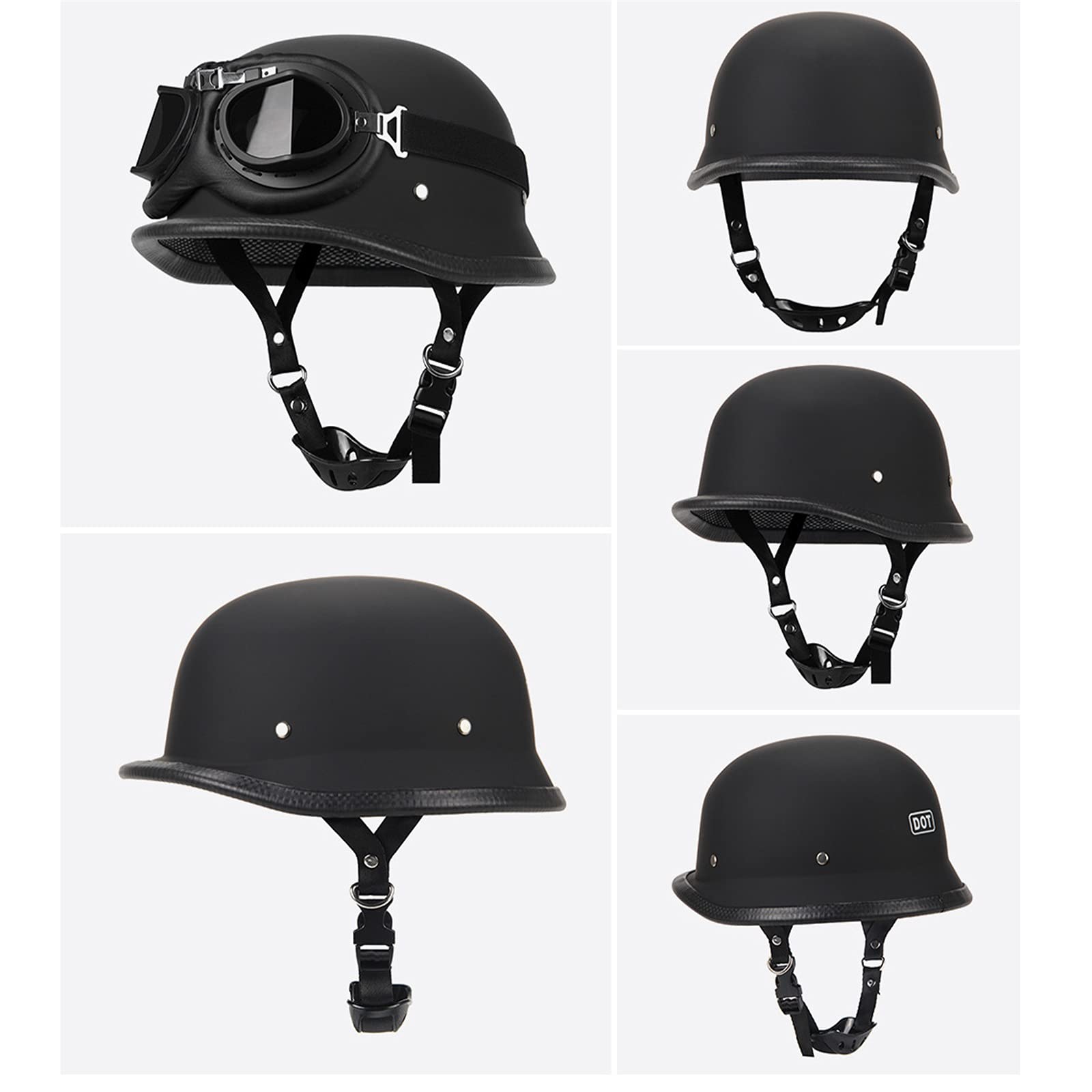 BGMKE Casco Moto Mezzo Caschi Moto Jet Style Scooter Casco retrò con Occhiali Casco A Scodella ECE Certificato per Ciclomotore Cruiser Chopper metà Aperto Faccia Casco Donna E Uomo