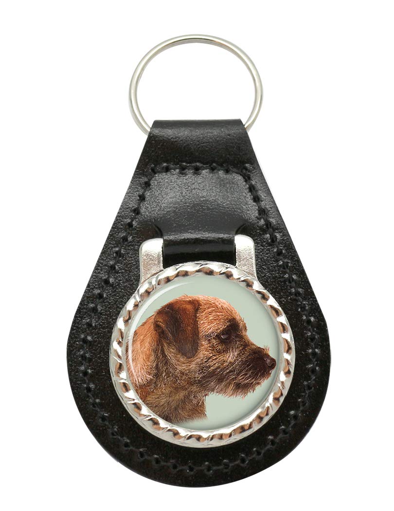 Giftshop UK Border Terrier Leather Key Fob