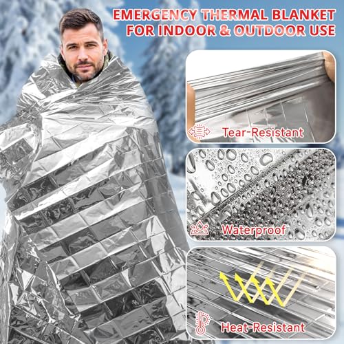 SecuCaptain Survival Emergency Thermal Blankets: Extra Large 84” x63” Space Mylar Blanket Kit for Outdoor Cold Winter Camping Hiking Car Bug Out Bag or First Aid - 4 Pack - Image 6