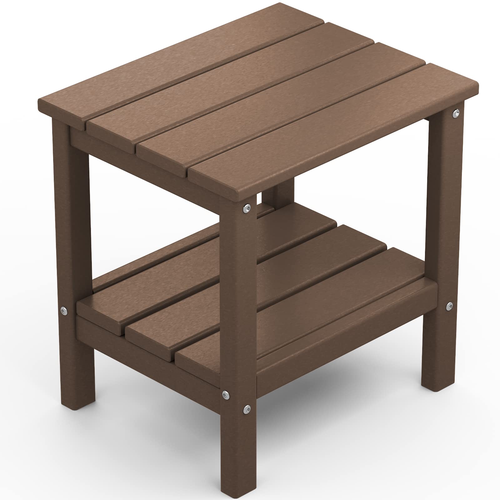 KINGYES Double Side Table, Adirondack End Table- Brown 18.1"D x 14.4"W x 18.1"H