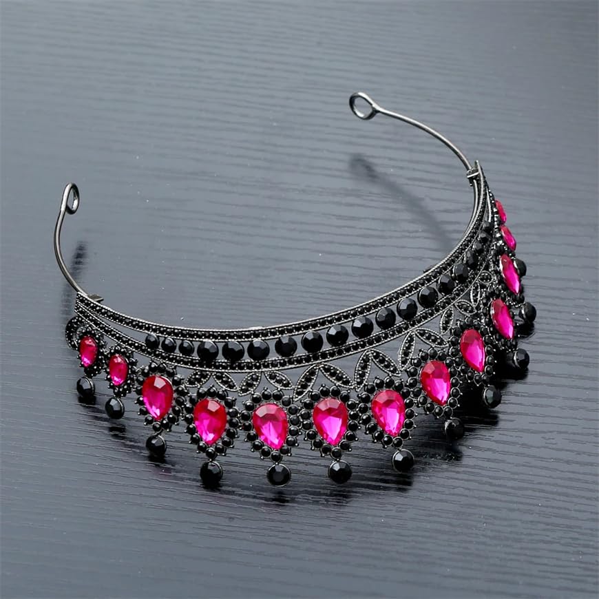 Dninmim Tiara da donna vintage con strass, tiara per balli studenteschi, accessori per capelli da sposa