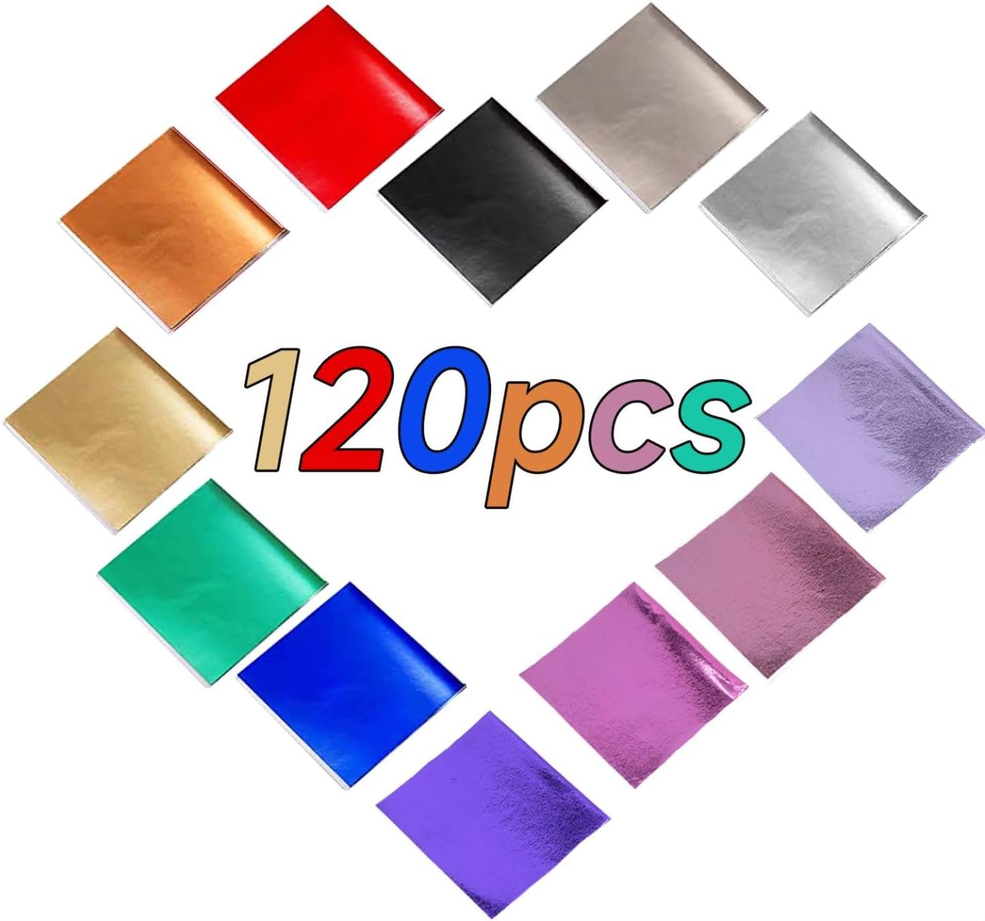 Jakuhaga Gold Leaf Sheets, 12 Colors, 120 Sheets for Resin Art