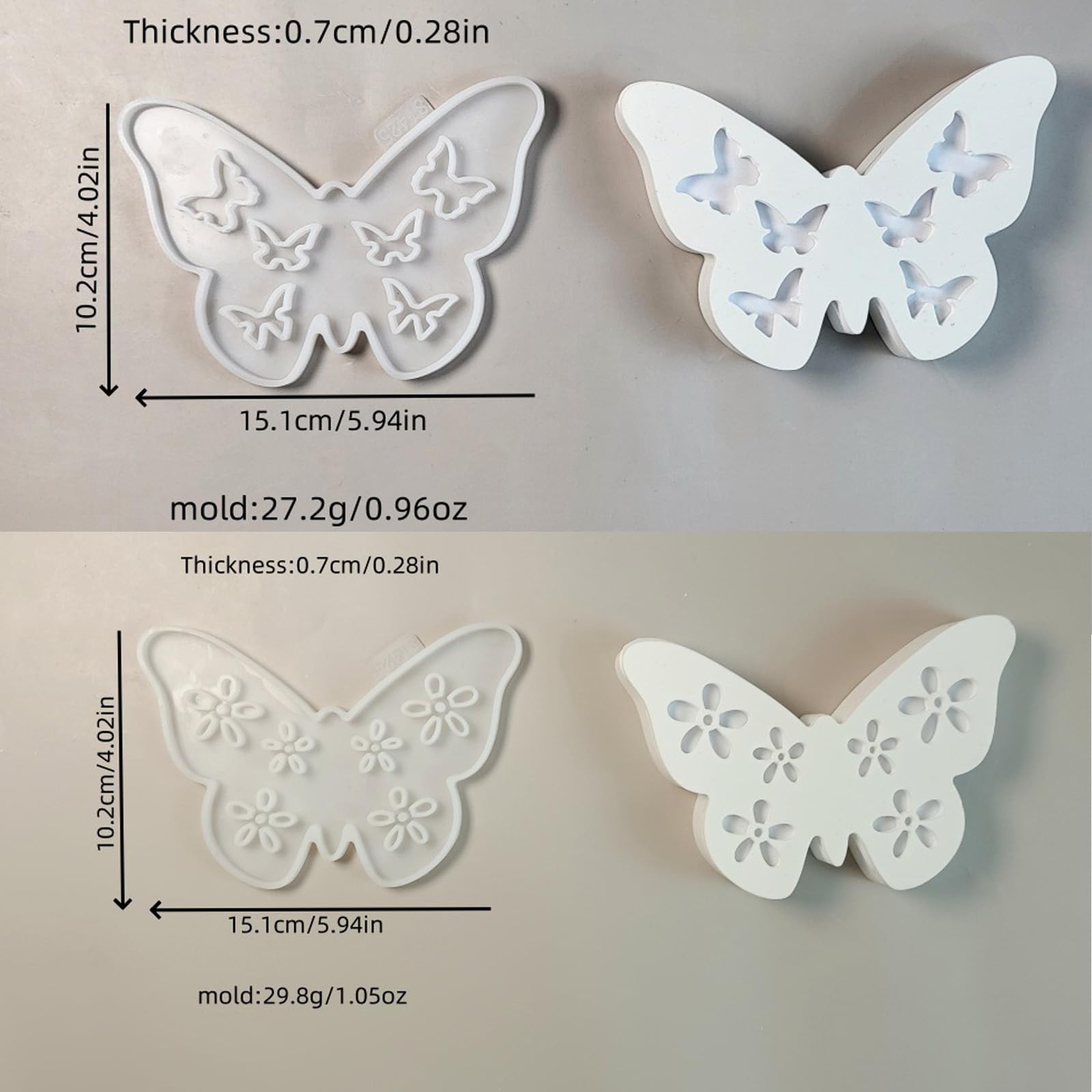 Confezione da 5 stampi in silicone a forma di farfalla e animali, per
