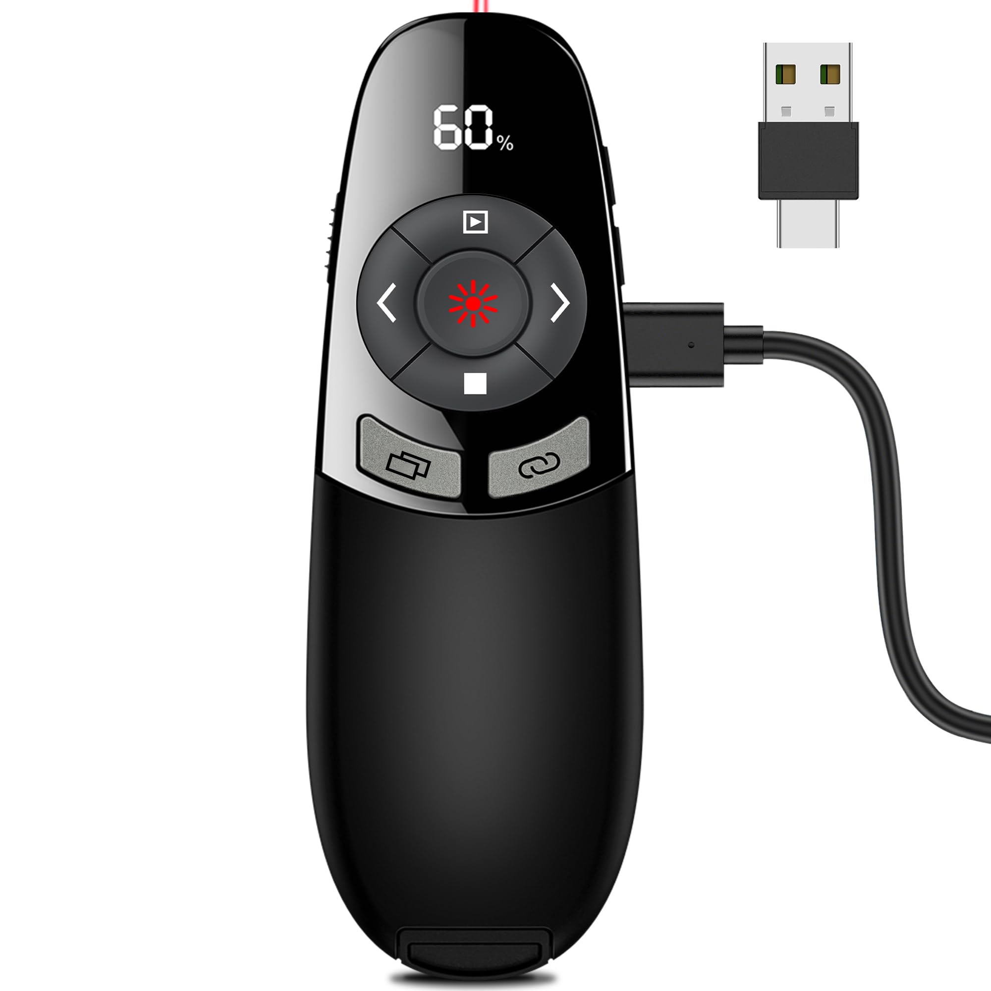 DinoFire USB C Rechargeable Presentation Clicker Wireless Presenter Remote for PowerPoint Presentations with Timer
