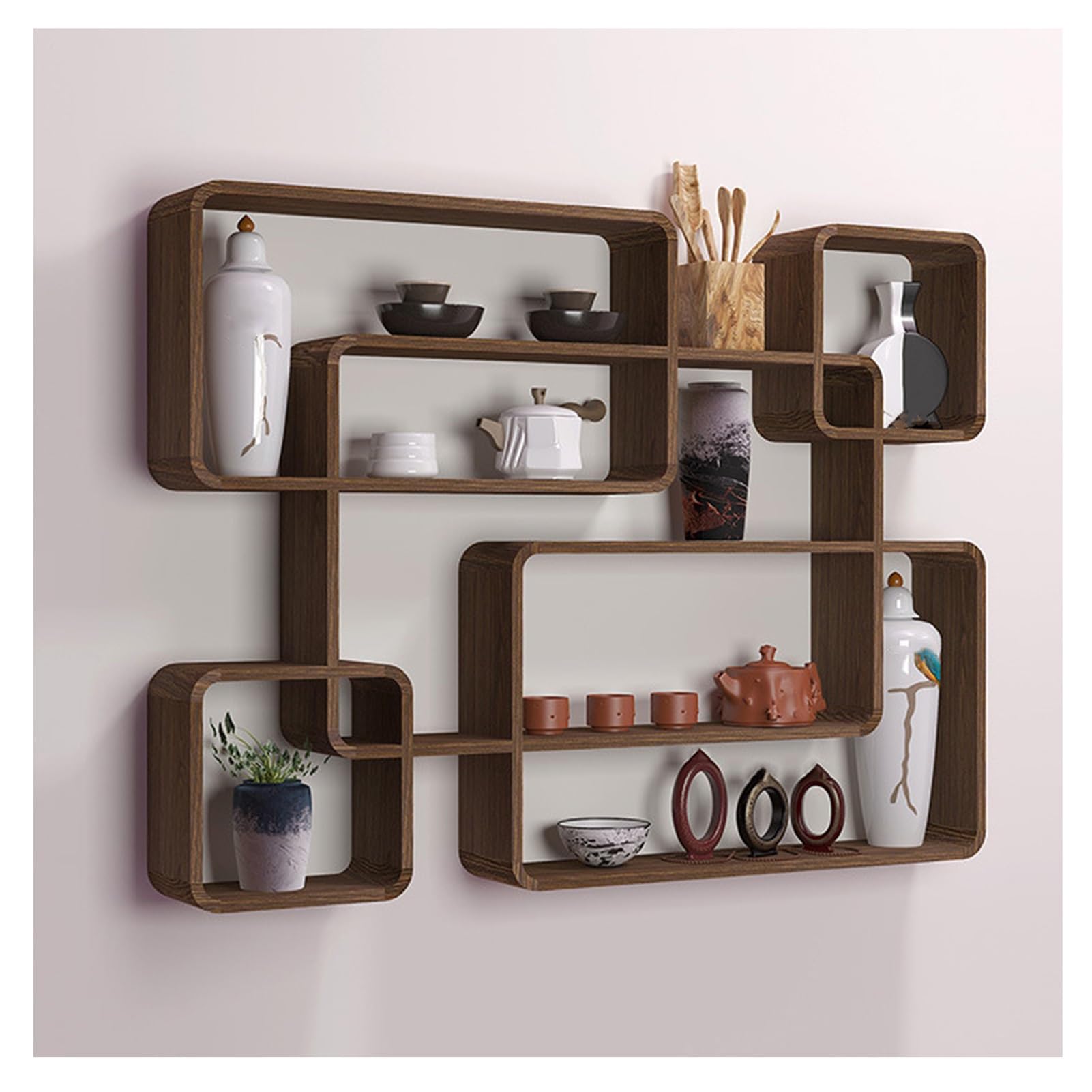 Étagère murale flottante en bois pour tasses à café et petites figurines de collection