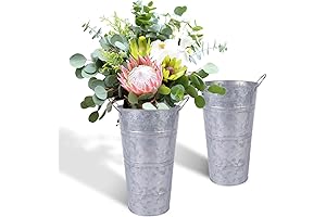 12 Inch Galvanized Metal Bucket Planters for Rustic Home Decor