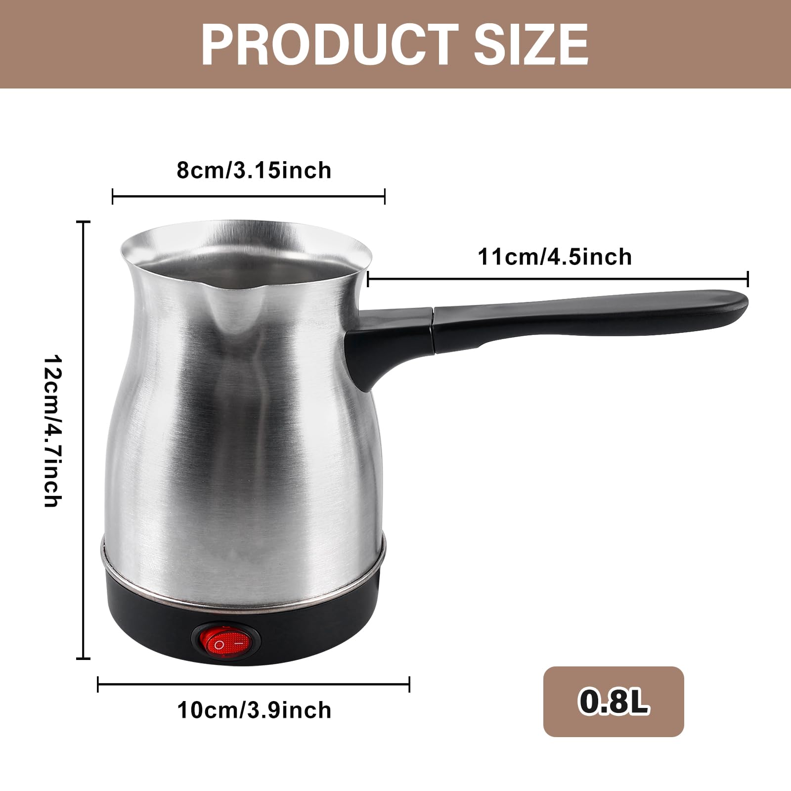 BYZESTY Elektrische Türkische Kaffeemaschine, 500ml Elektrische Kaffeekanne, Elektrische Türkische Kaffeekanne, Turkischer Kaffeekocher, Mokka Maschine Turkish Coffee Maker für Zuhause Büro Camping