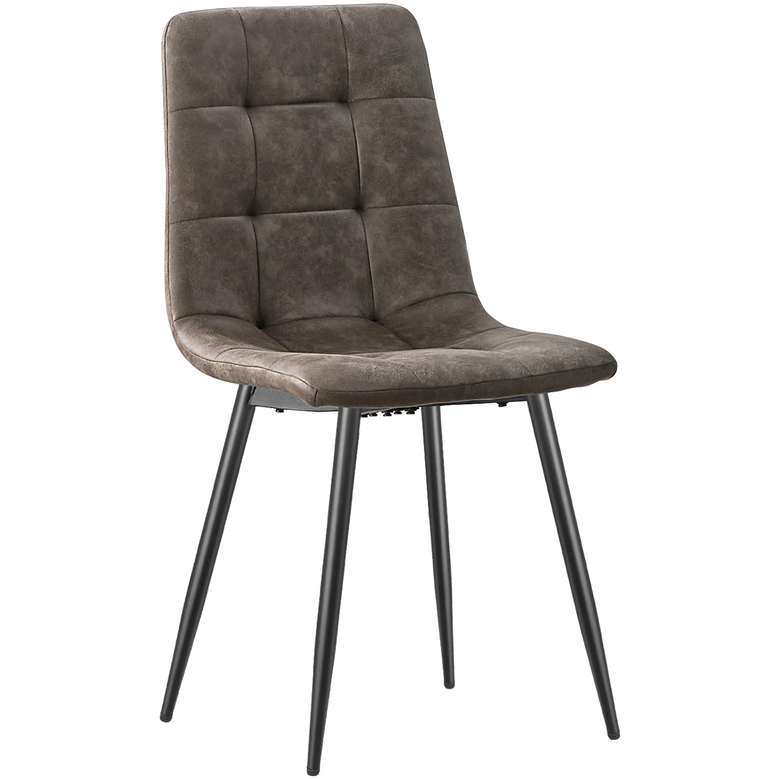 JIJIAN Lot de 6 Chaises de Salle à Manger, Chaises de Cuisine en Tissu Technologique, Chaises Rembourrées pour Salon avec Pieds en Métal Noir, pour la Salle à Manger, la Salle d'attente, Marron