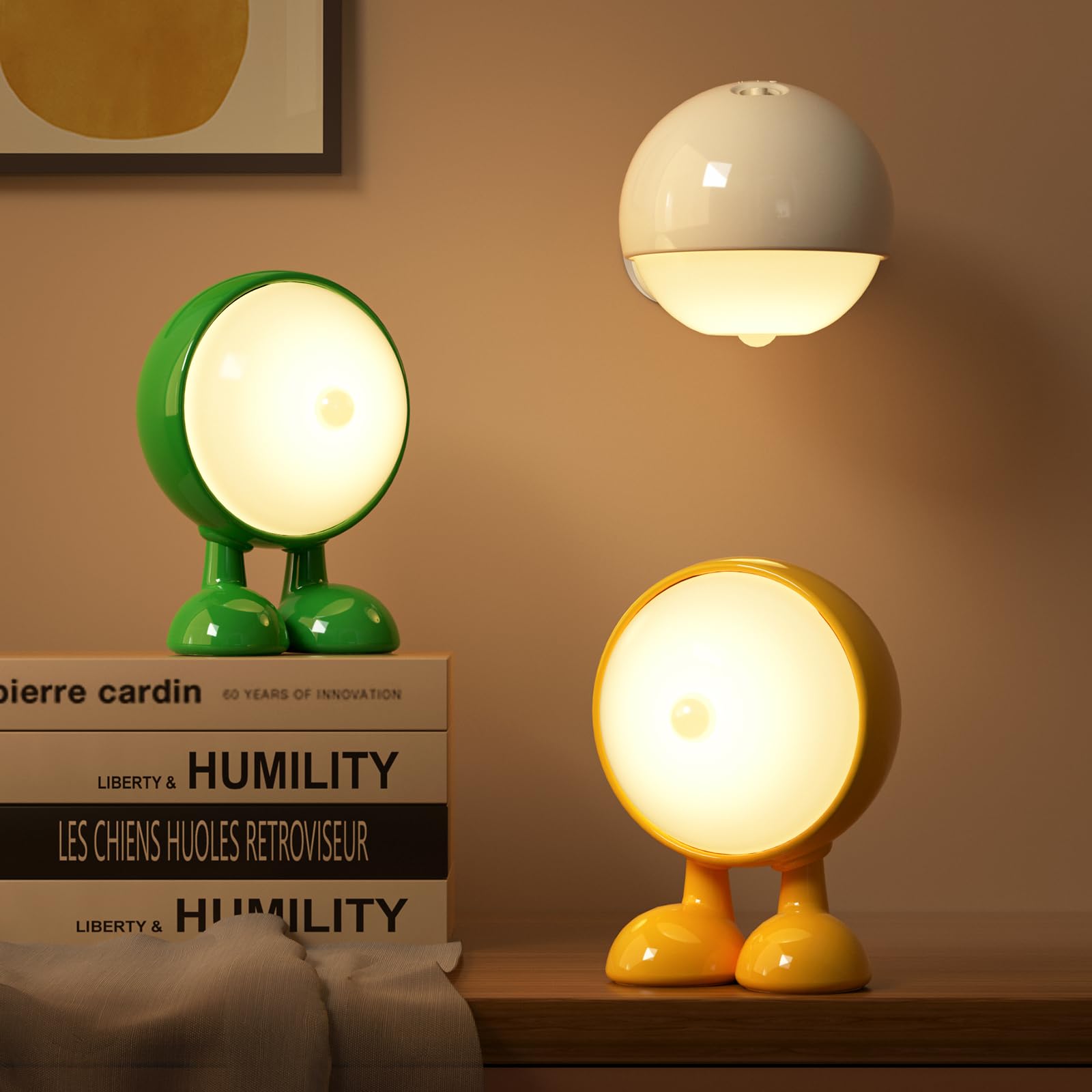 Sensor Lights Indoor,LED Motion Sensor Night Light,Big Eye Rechargeable USB Strong Magnetic Attaction Night Light,Stair Sensor Bedroom, Hallway, Lights Indoors,30s Continuous Illumination (yellow)