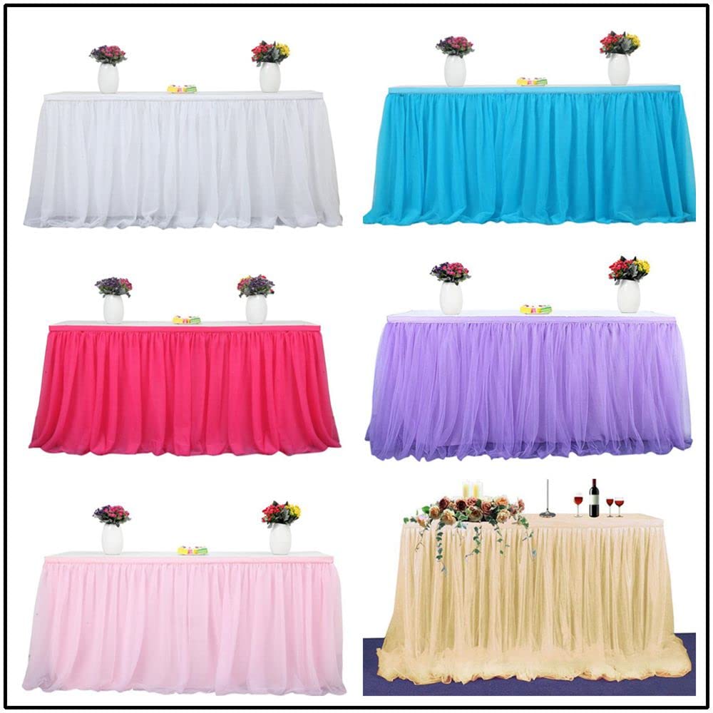 Gonna da tavolo in tulle, lunghezza 275 x altezza 76 cm, per feste, matrimoni, feste di compleanno, decorazione